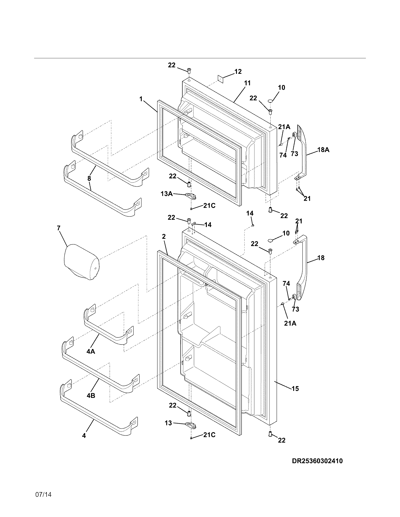 Kenmore 25360309410 doors diagram