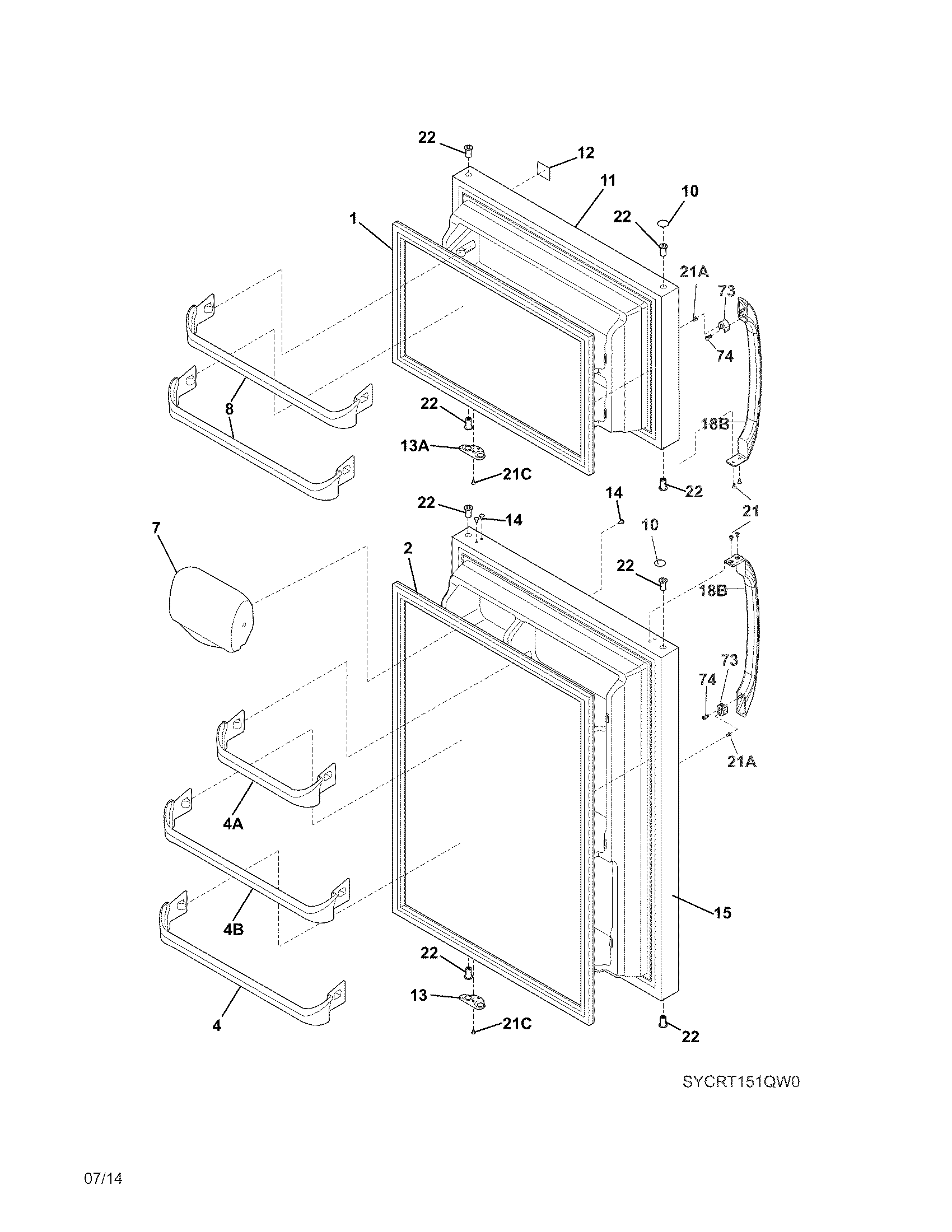 Crosley CRT151QW0 doors diagram