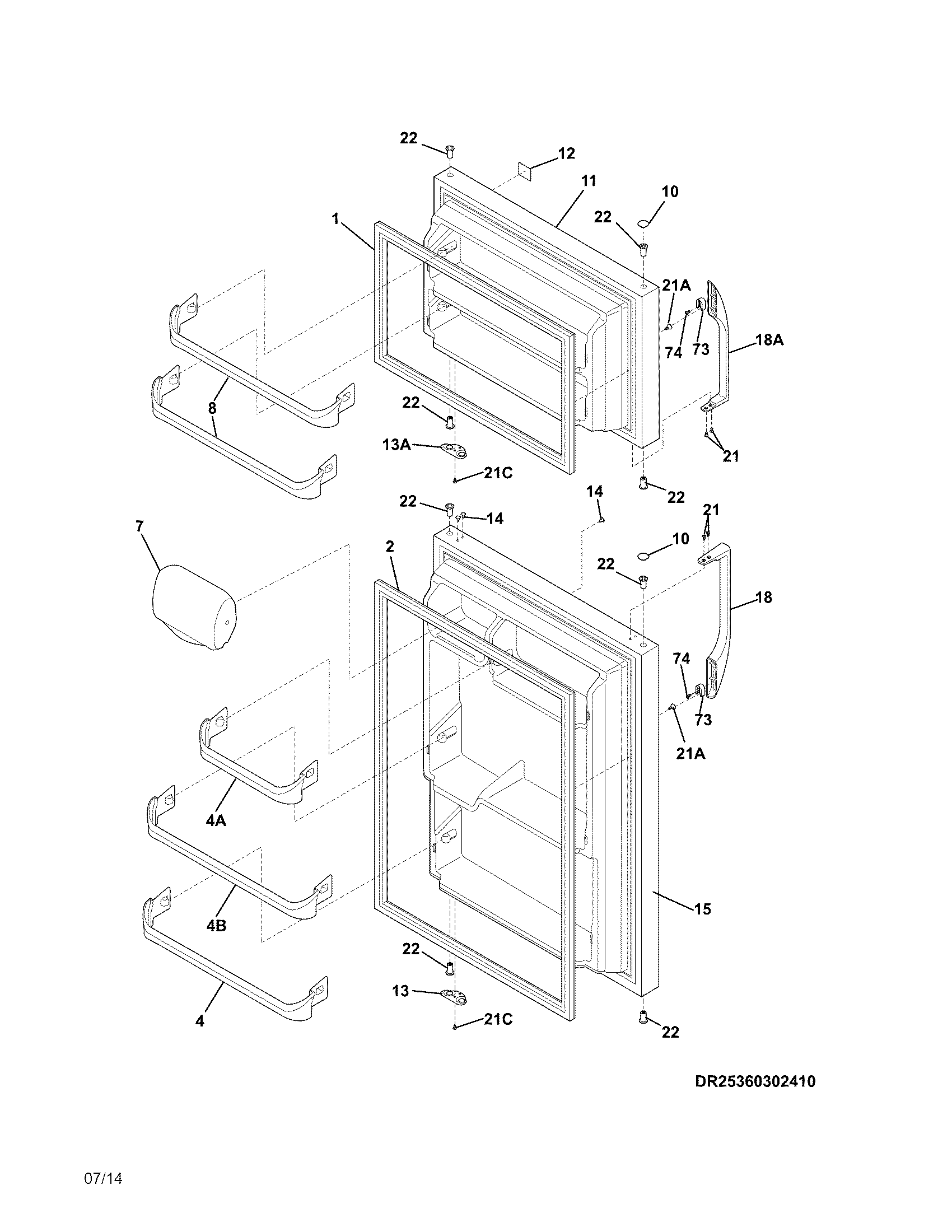 Frigidaire FFHT1514QS0 doors diagram