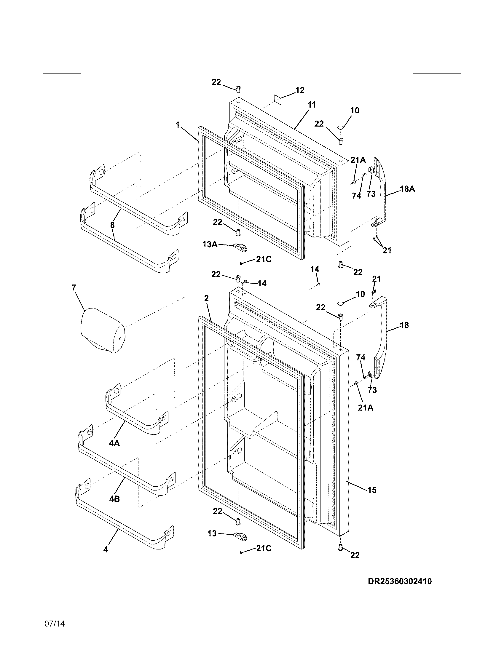 Kenmore 25360319410 doors diagram
