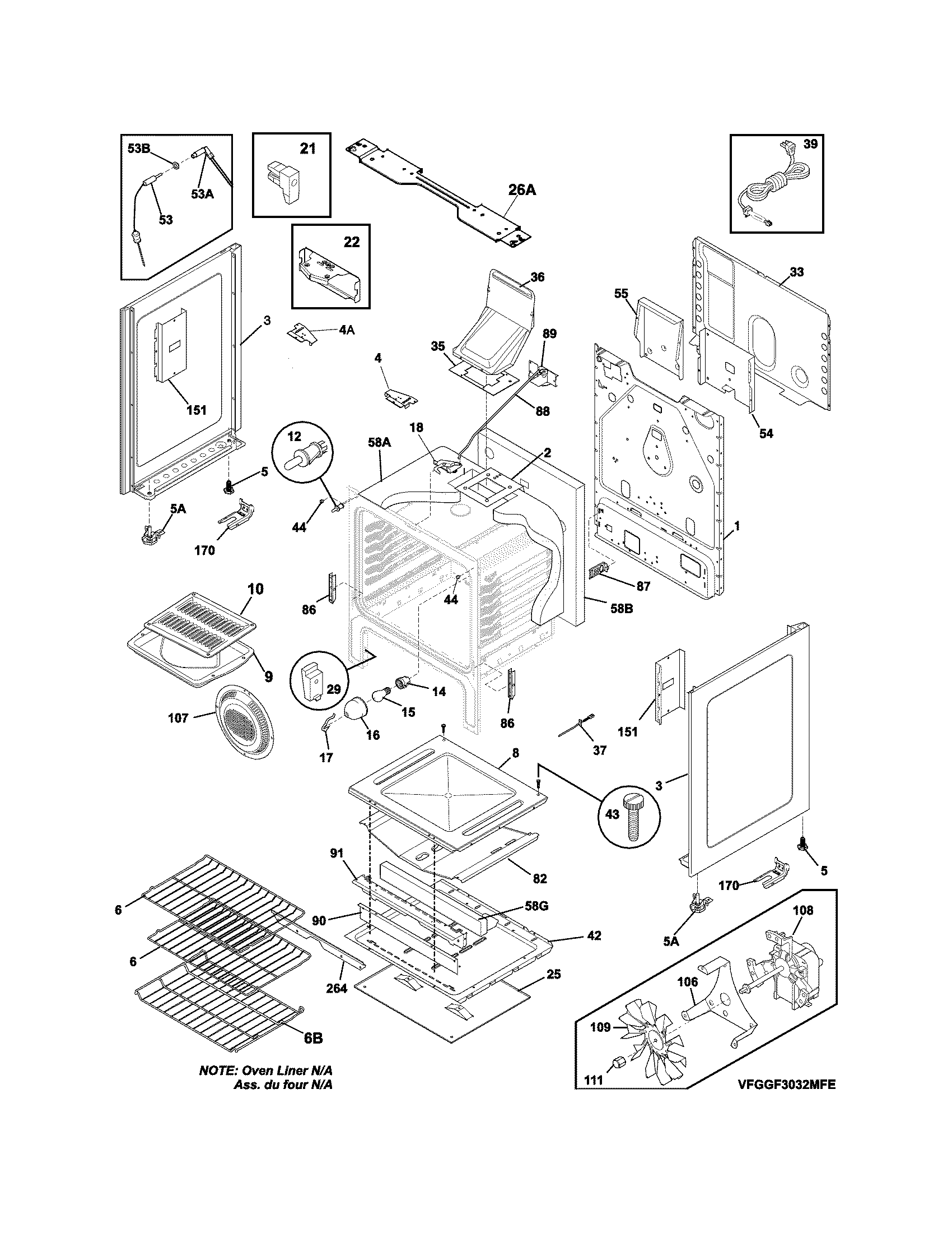 Frigidaire FGGF3032MFG body diagram