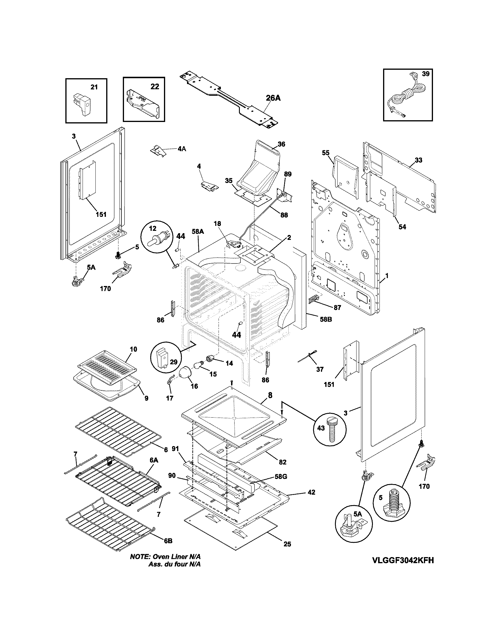 Frigidaire LGGF3042KFP body diagram