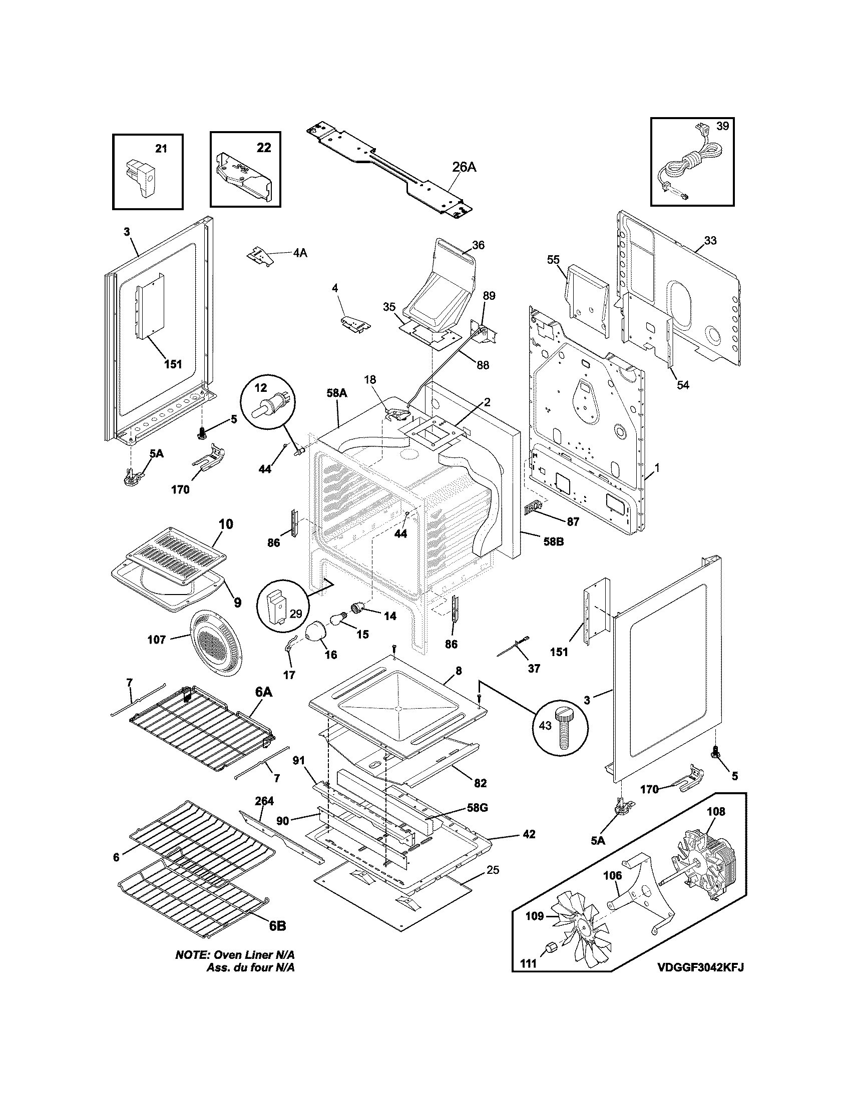 Frigidaire DGGF3042KFP body diagram