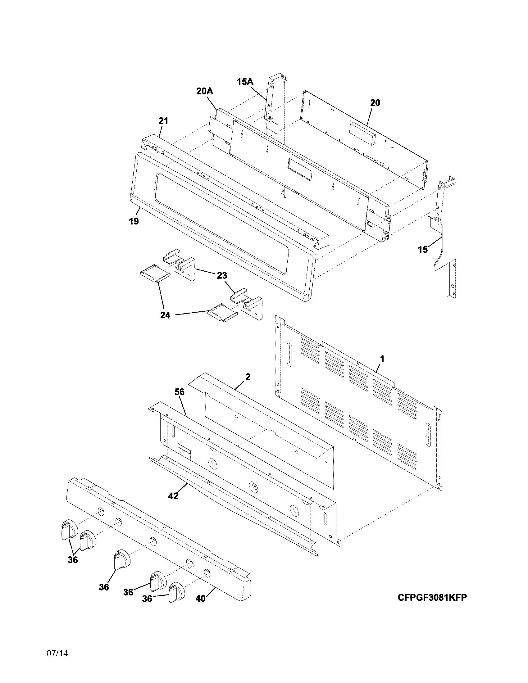 Frigidaire FPGF3081KFR backguard diagram