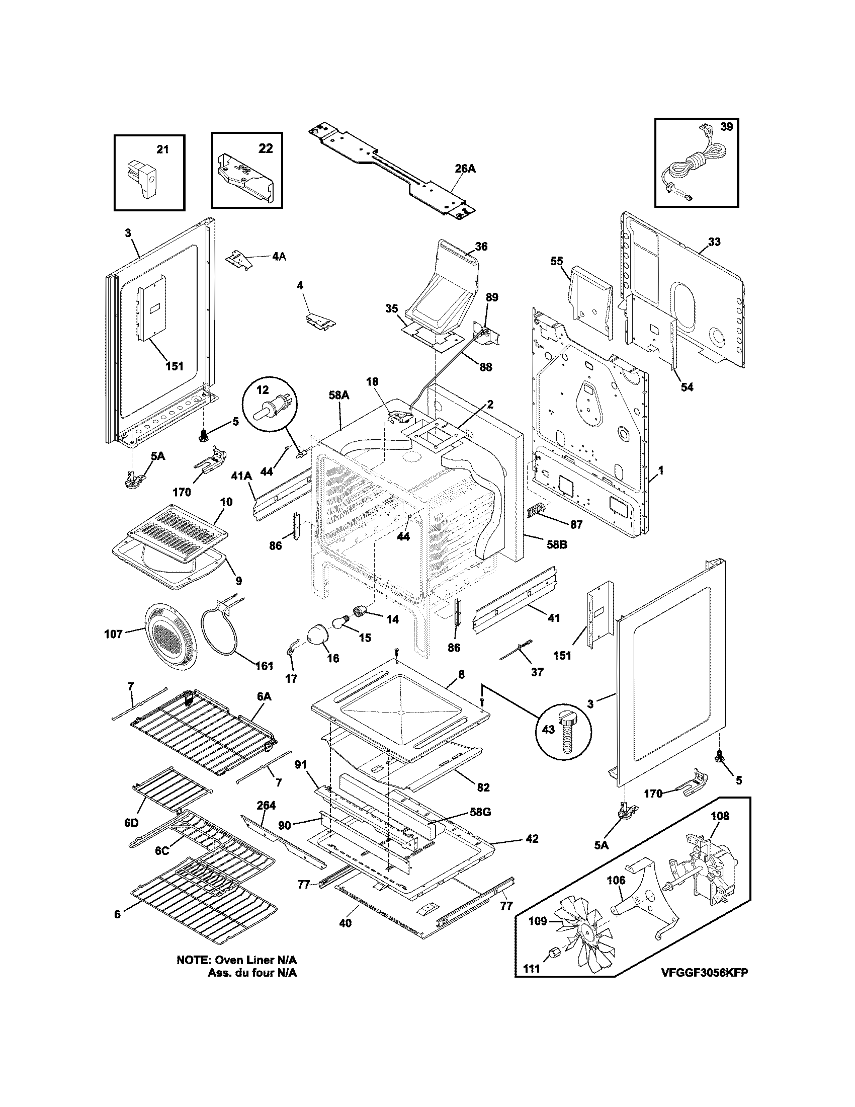 Frigidaire FPGF3081KFR body diagram