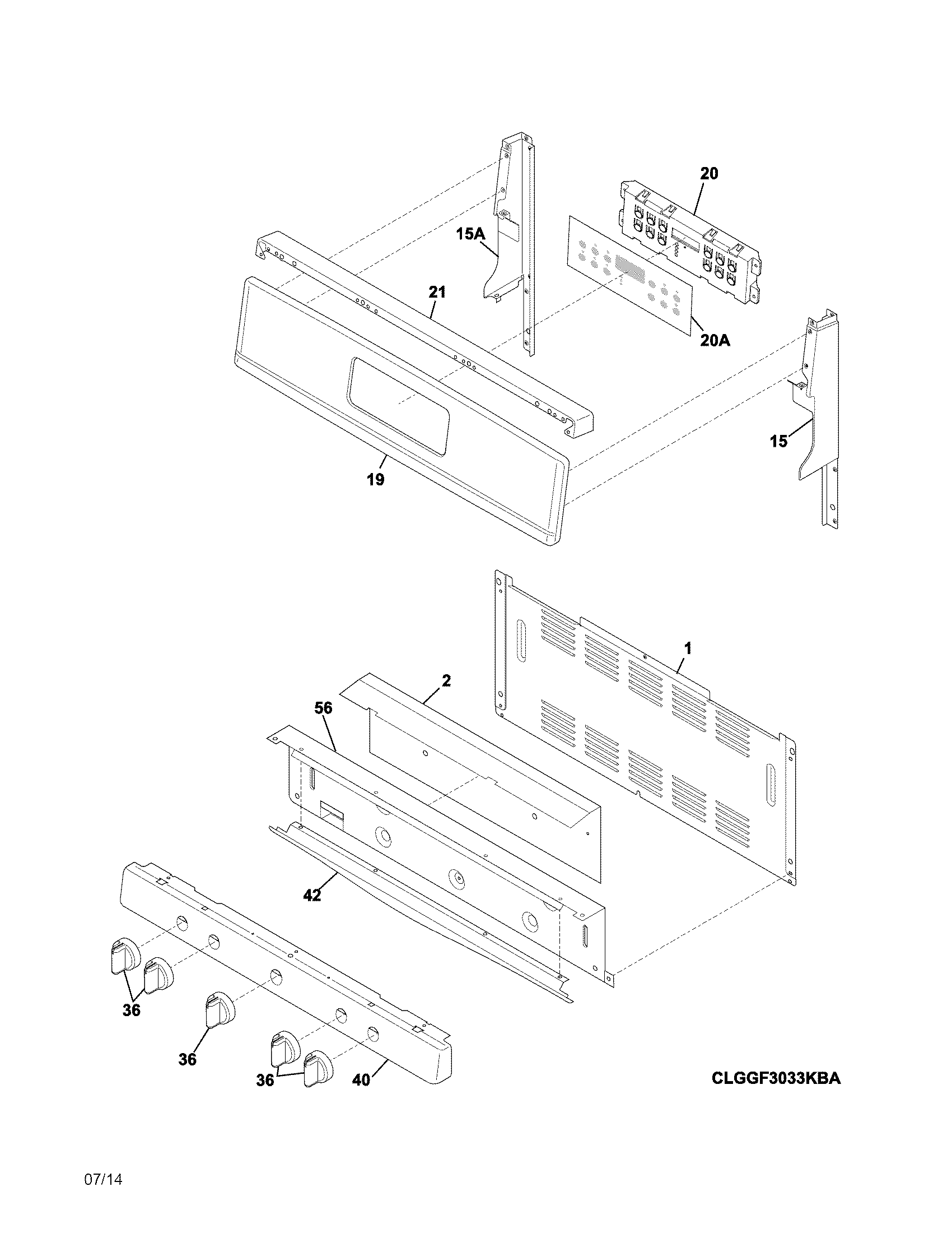 Frigidaire BGGF3042KFU backguard diagram