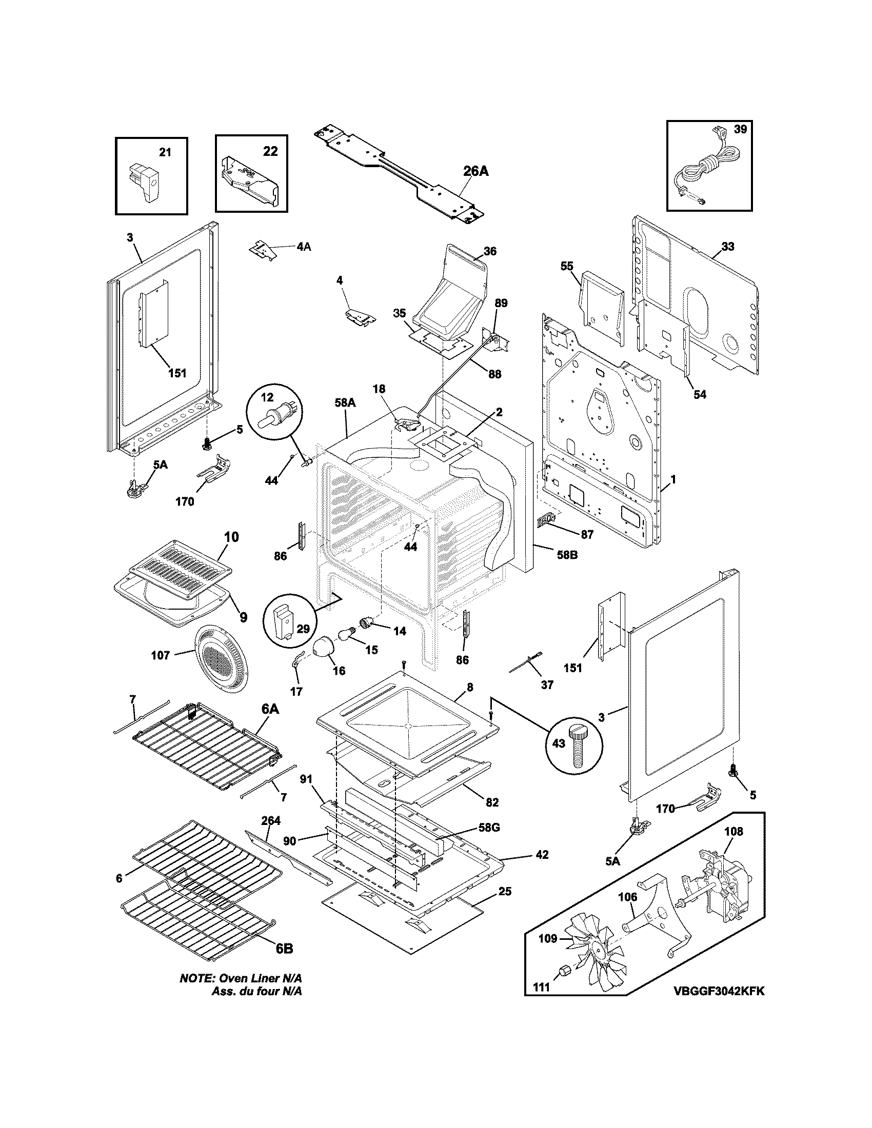 Frigidaire BGGF3042KFU body diagram