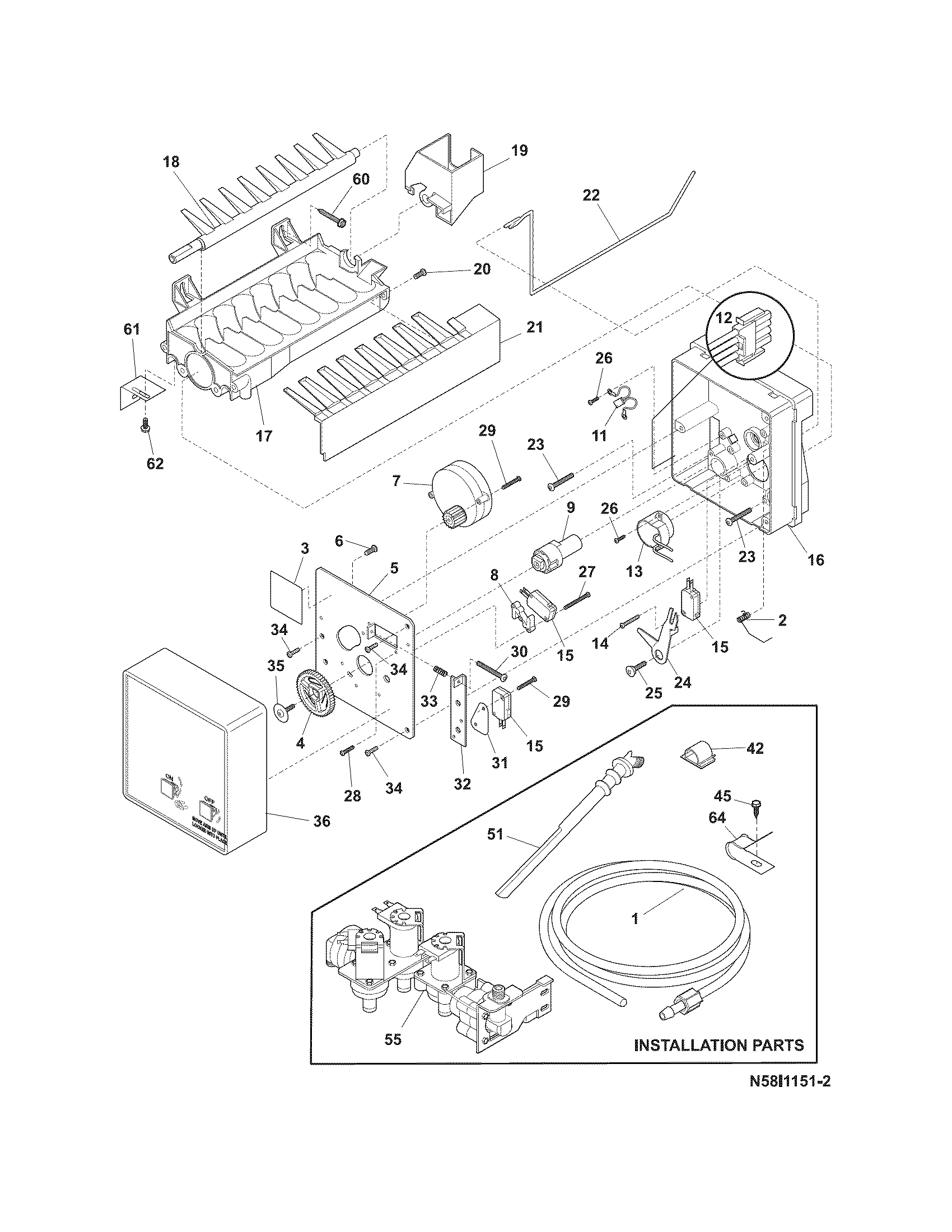 Frigidaire LFUS2613LP2 ice maker diagram
