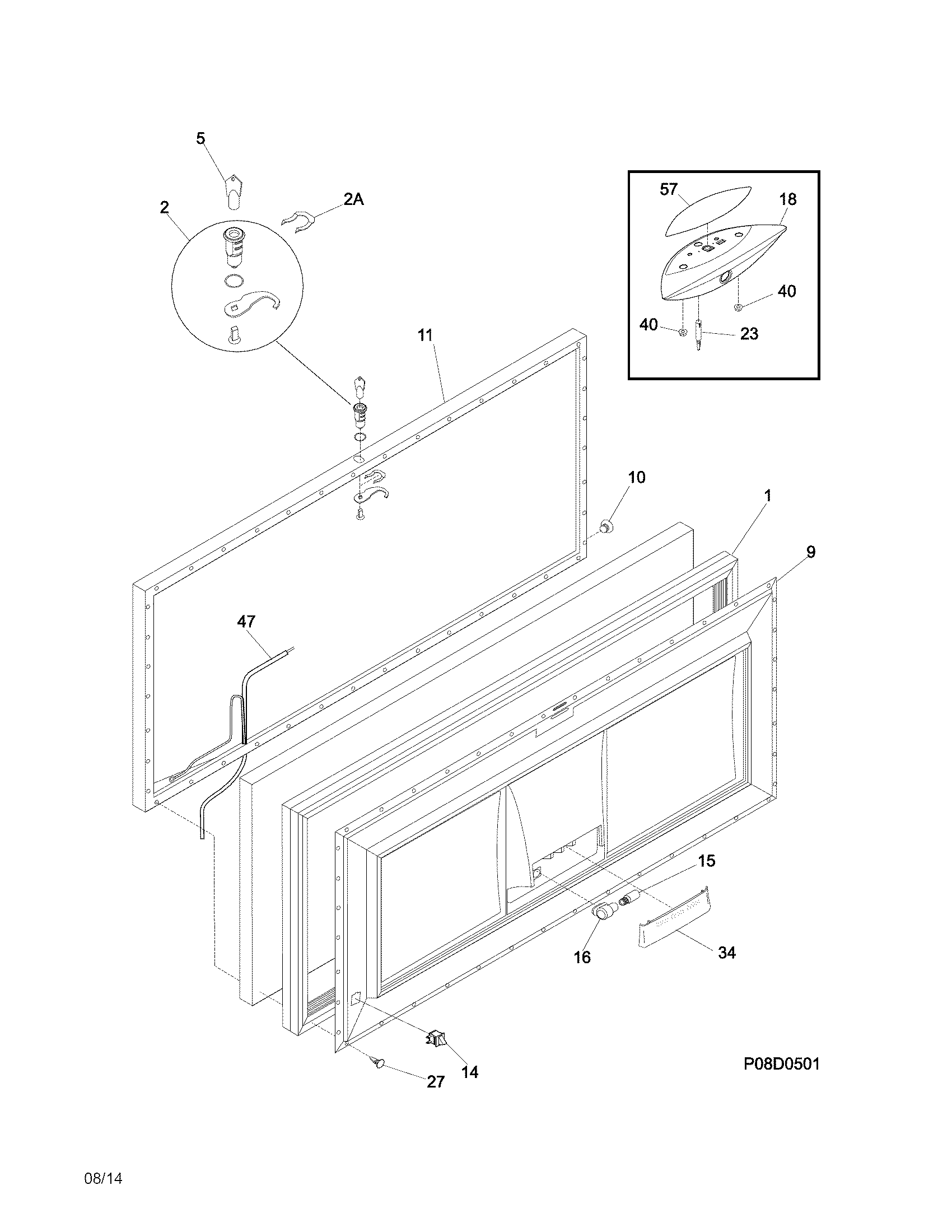 Frigidaire FGCH20M7LW3 door diagram