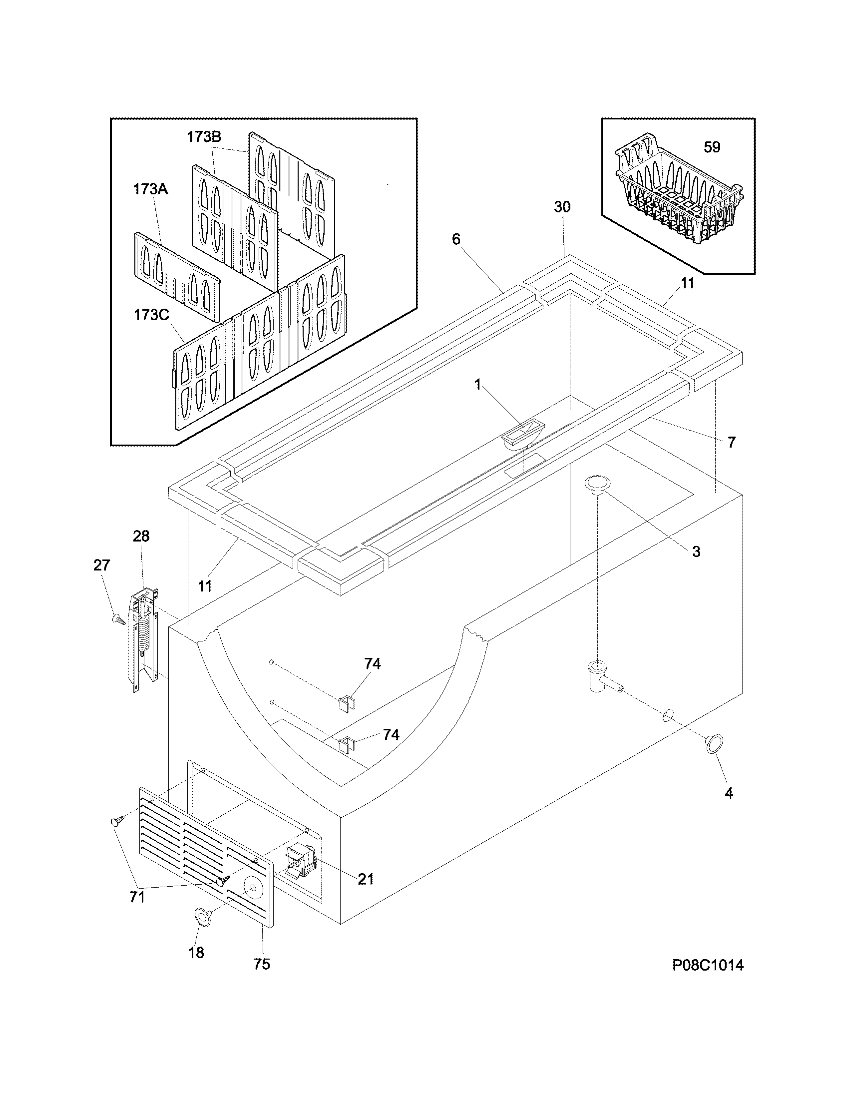 Frigidaire FGCH20M7LW3 cabinet diagram
