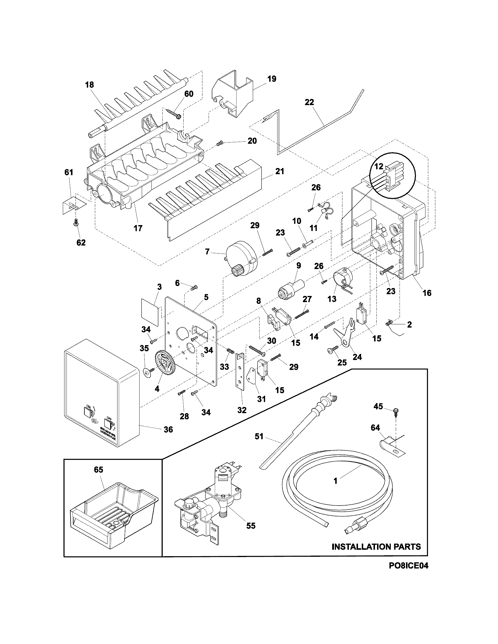 Electrolux EI32AF65JS3 ice maker diagram