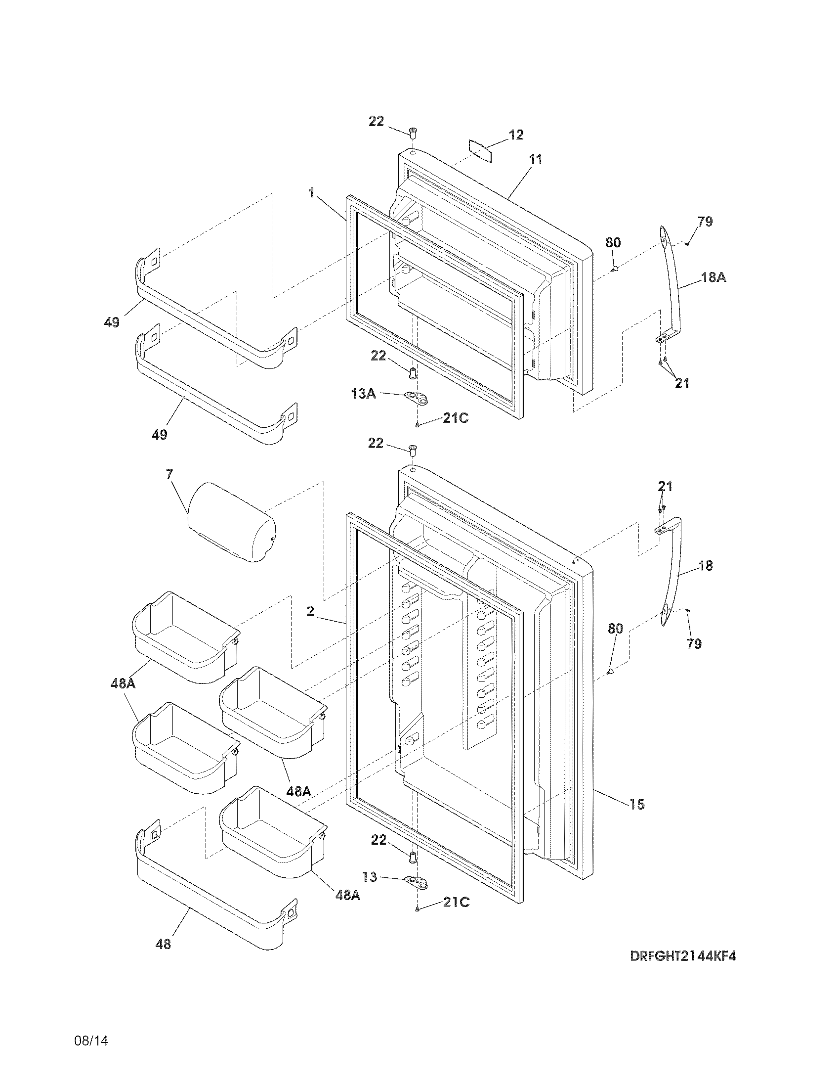 Frigidaire FGHT1832PE4 doors diagram