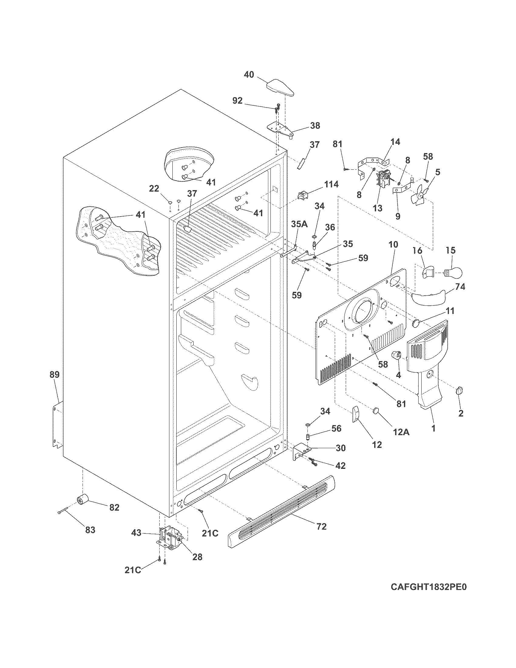 Frigidaire FGHT1832PE4 cabinet diagram