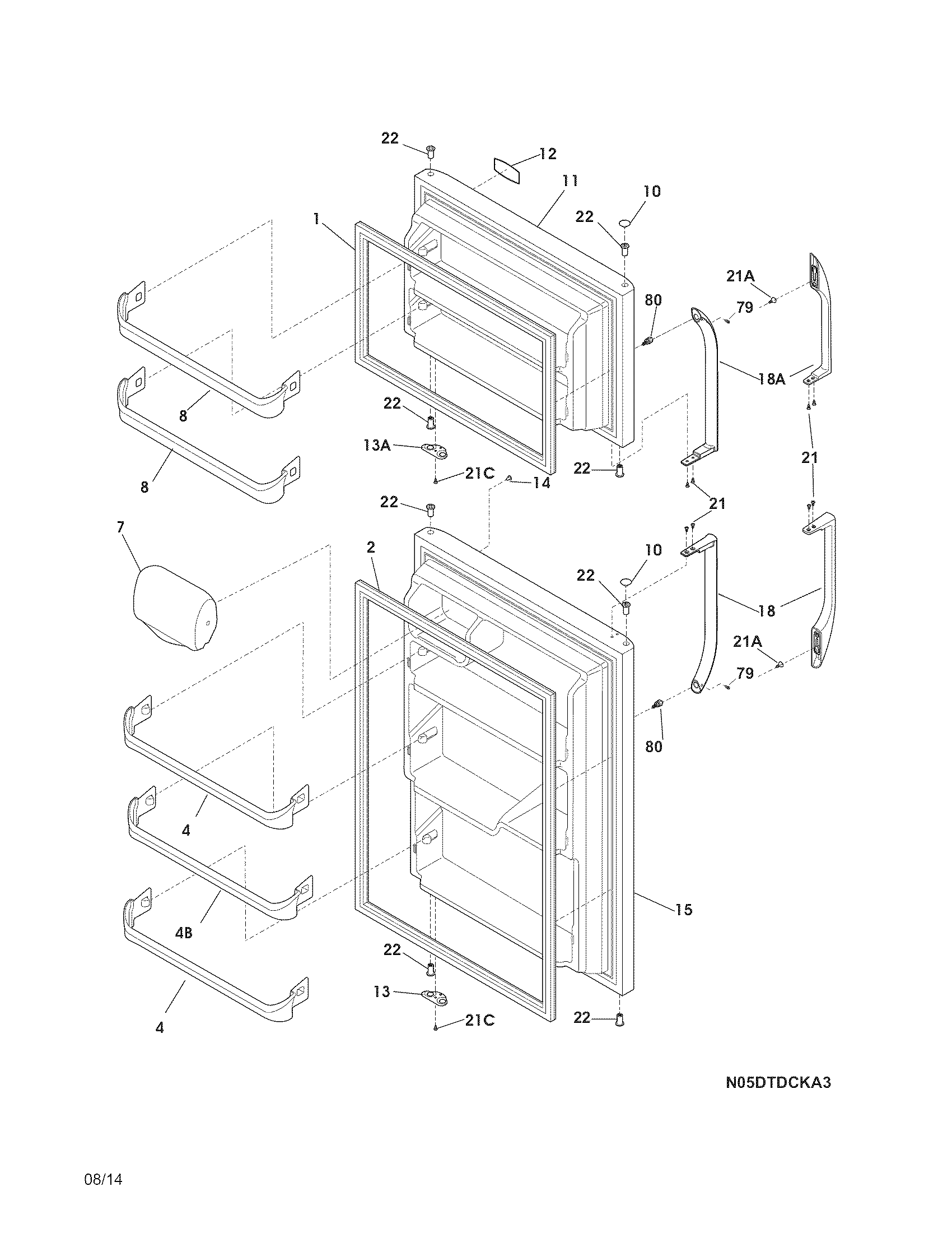 Frigidaire FFHT1817LBC doors diagram