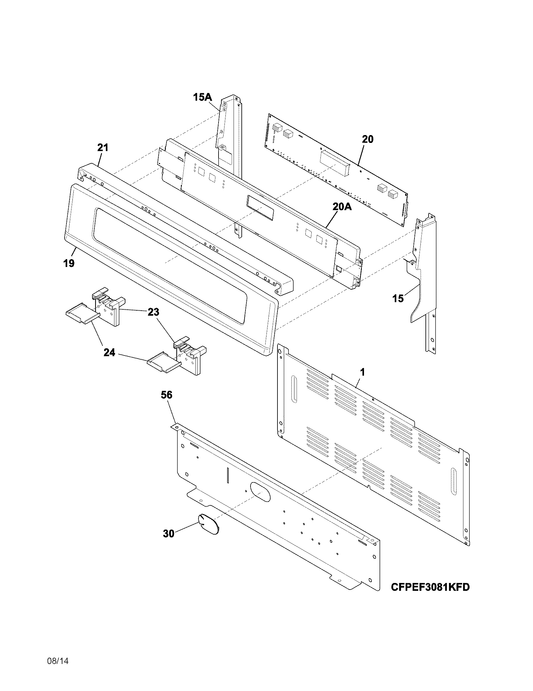 Frigidaire FPEF3081MFF backguard diagram
