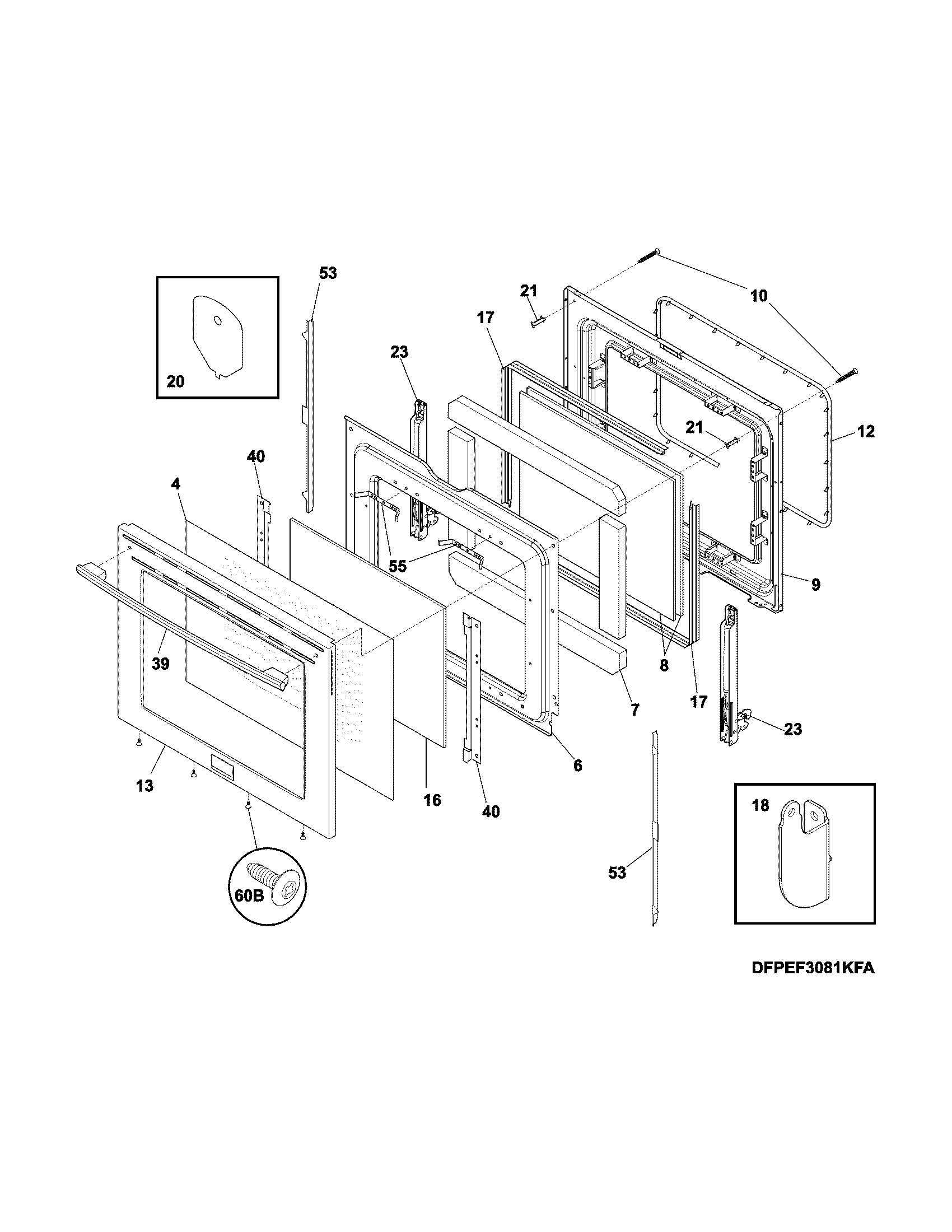 Frigidaire FPEF3081MFF door diagram