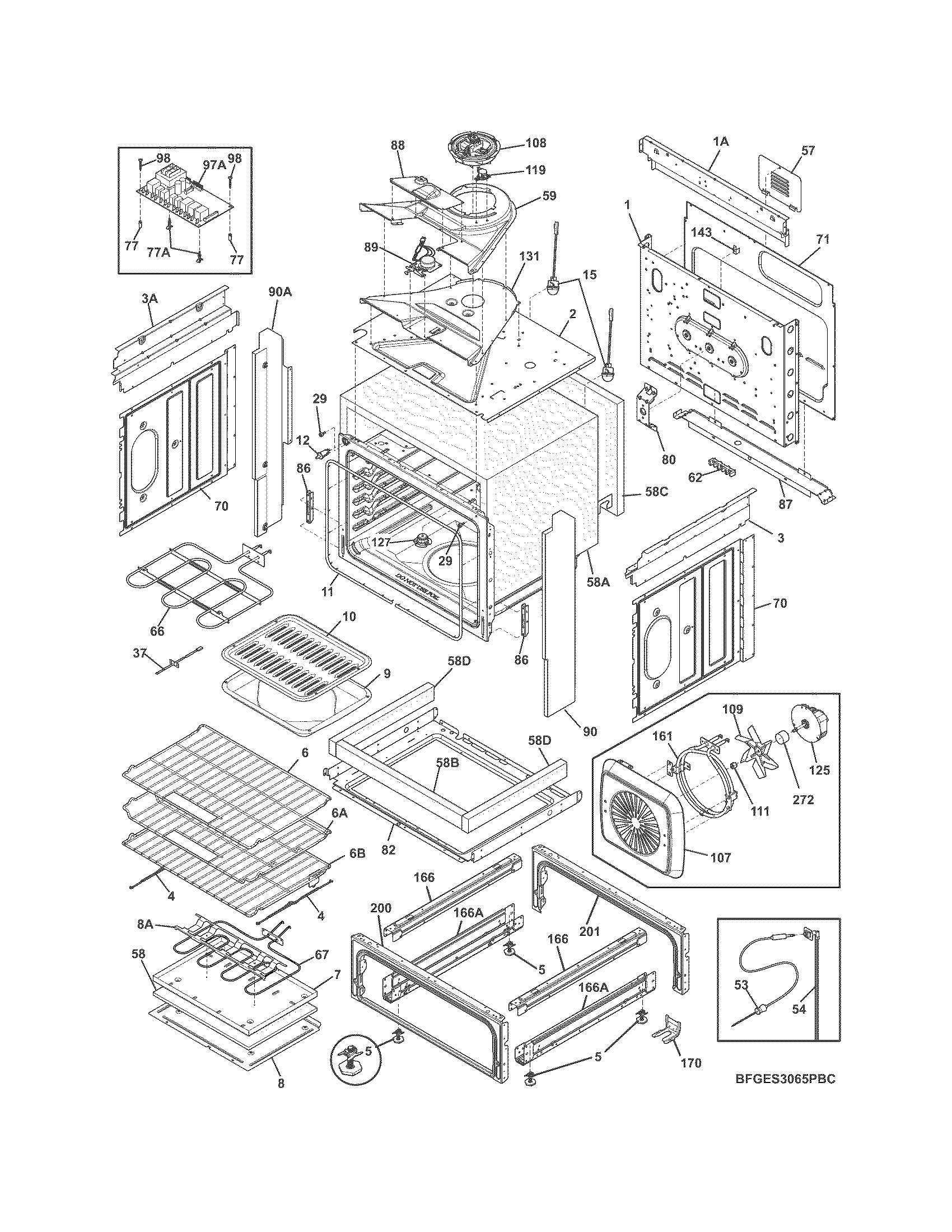 Frigidaire FGES3065PWD body diagram