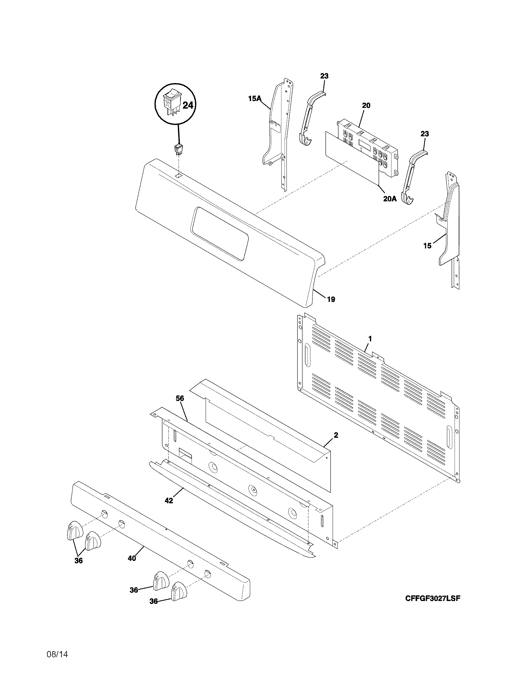 Frigidaire FFGF3021ZWE backguard diagram