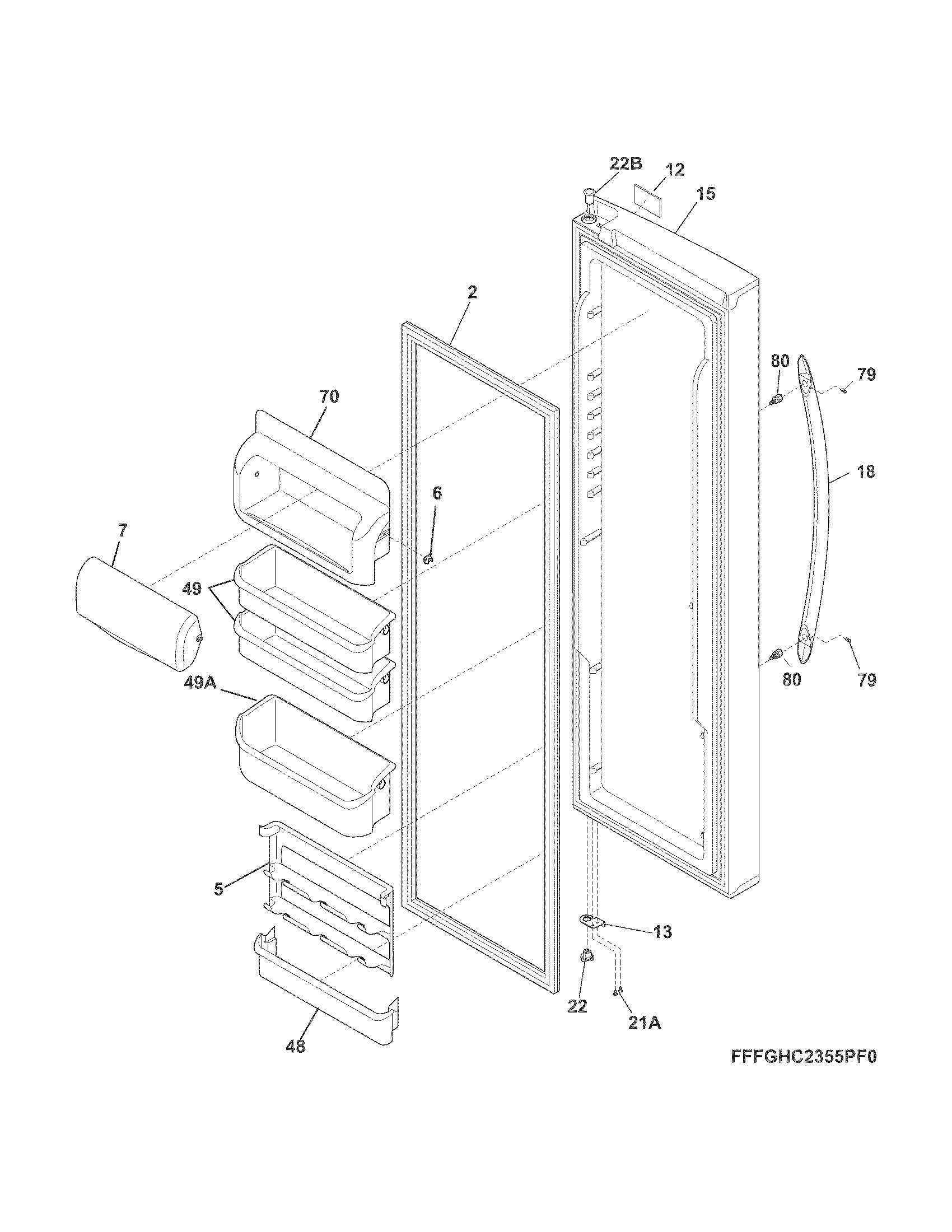 Frigidaire FGHC2331PF8 refrigerator door diagram