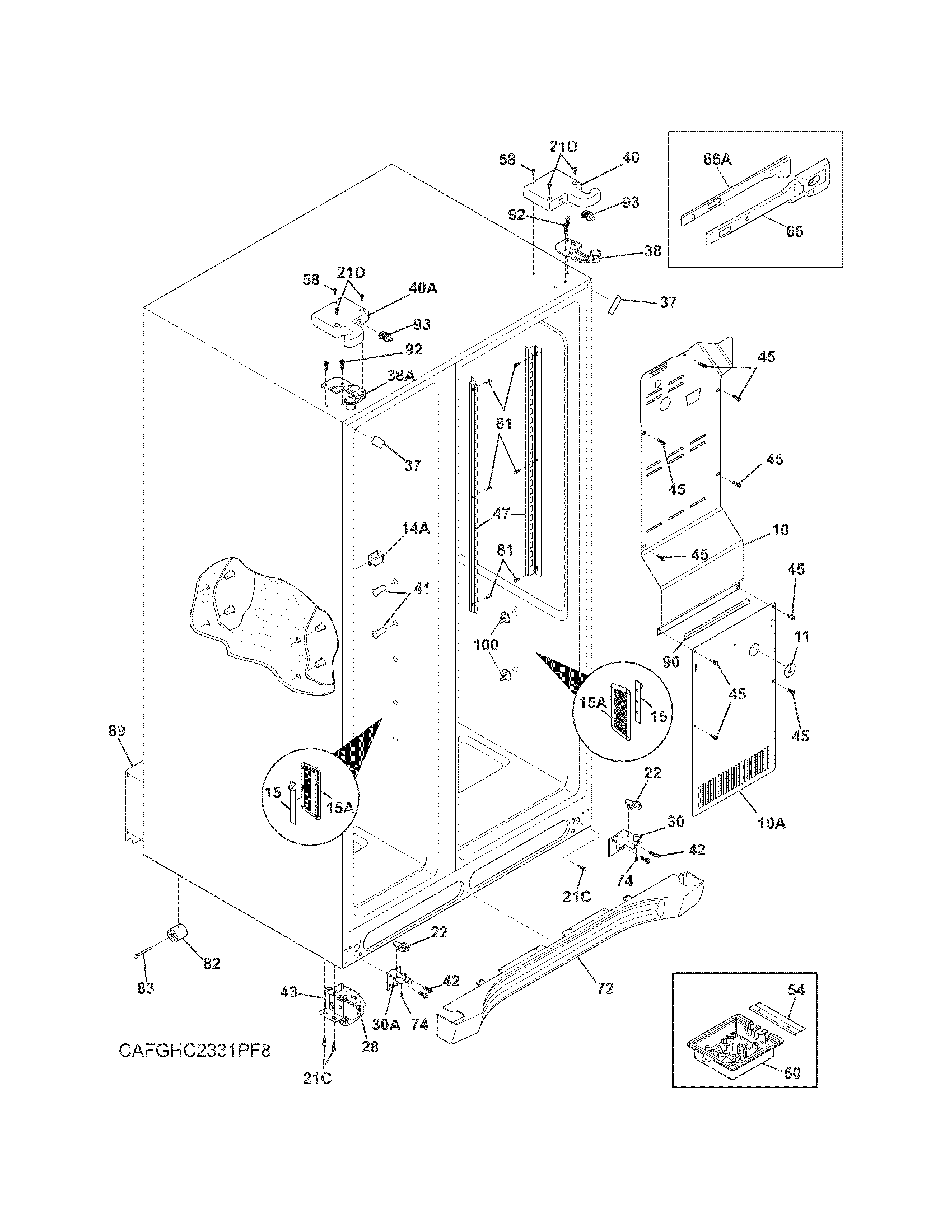 Frigidaire FGHC2331PF8 cabinet diagram