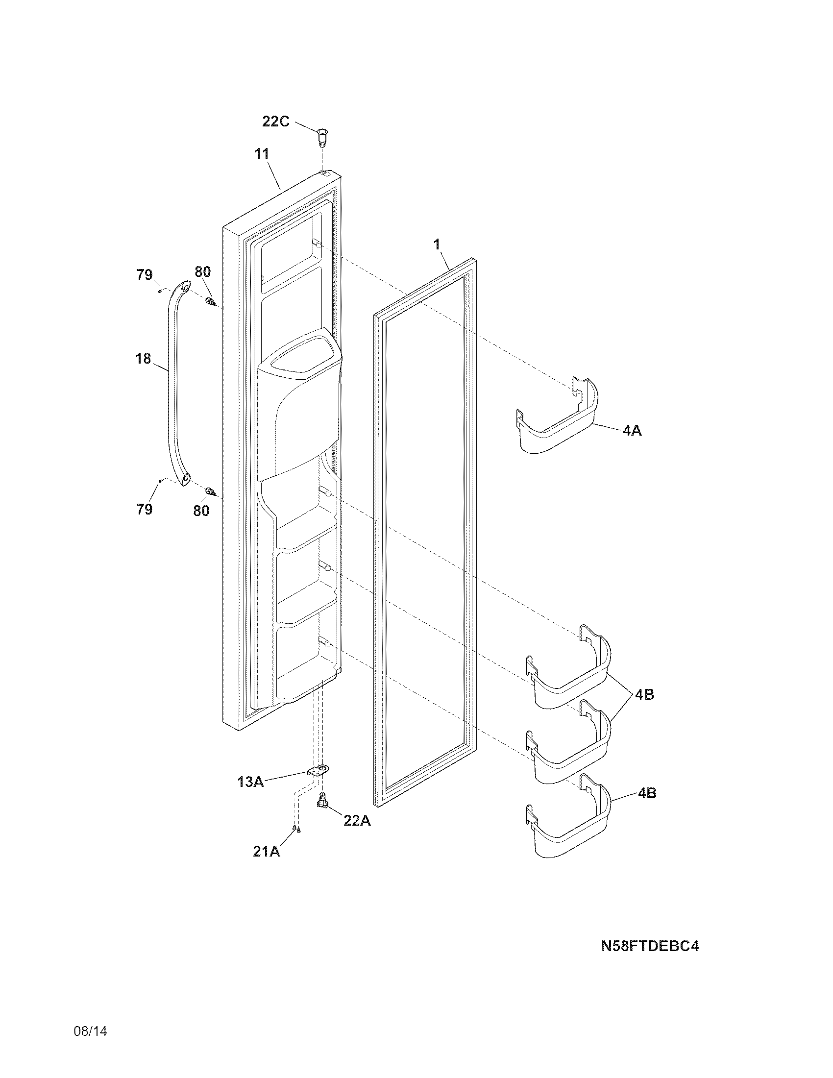 Frigidaire FFHS2611PFAA freezer door diagram