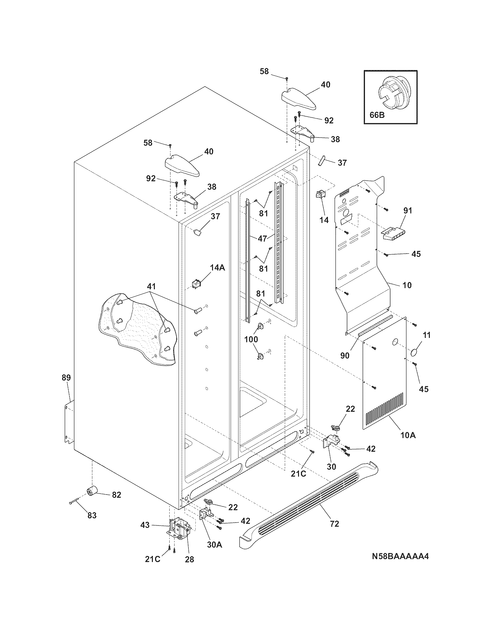 Frigidaire FFHS2611PFAA cabinet diagram
