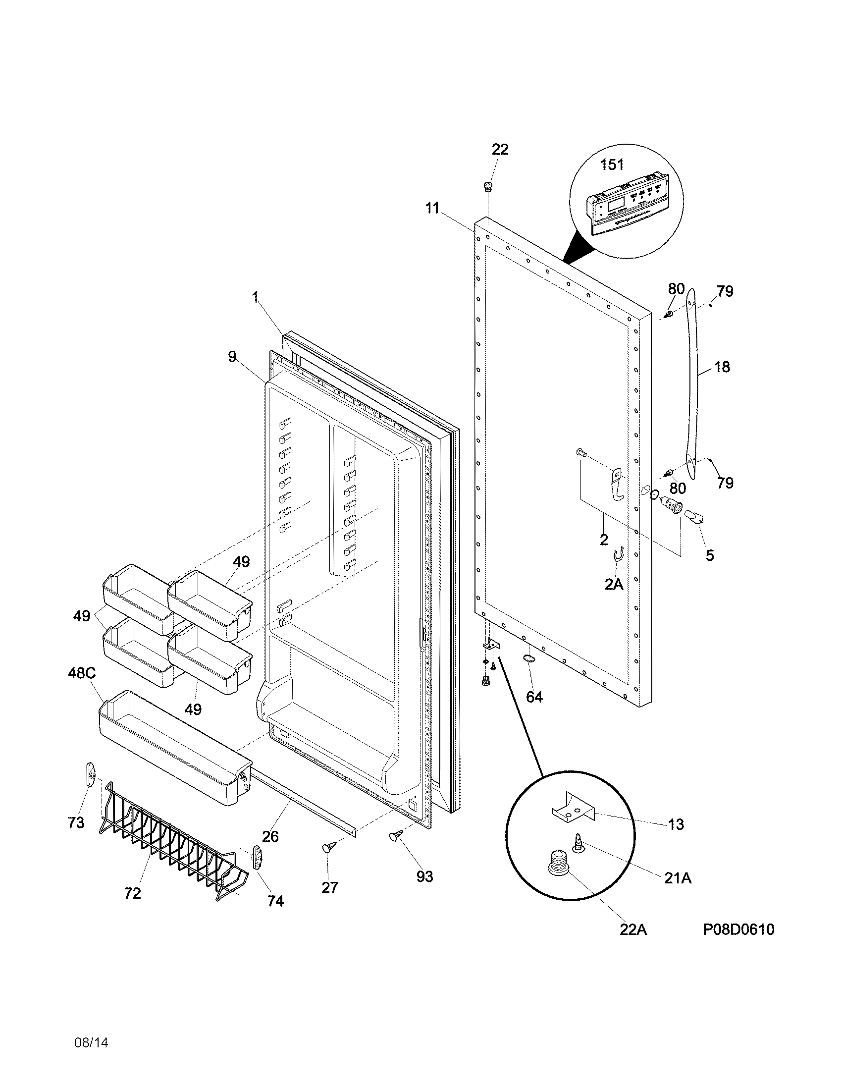 Frigidaire LFFH17F7HWK door diagram