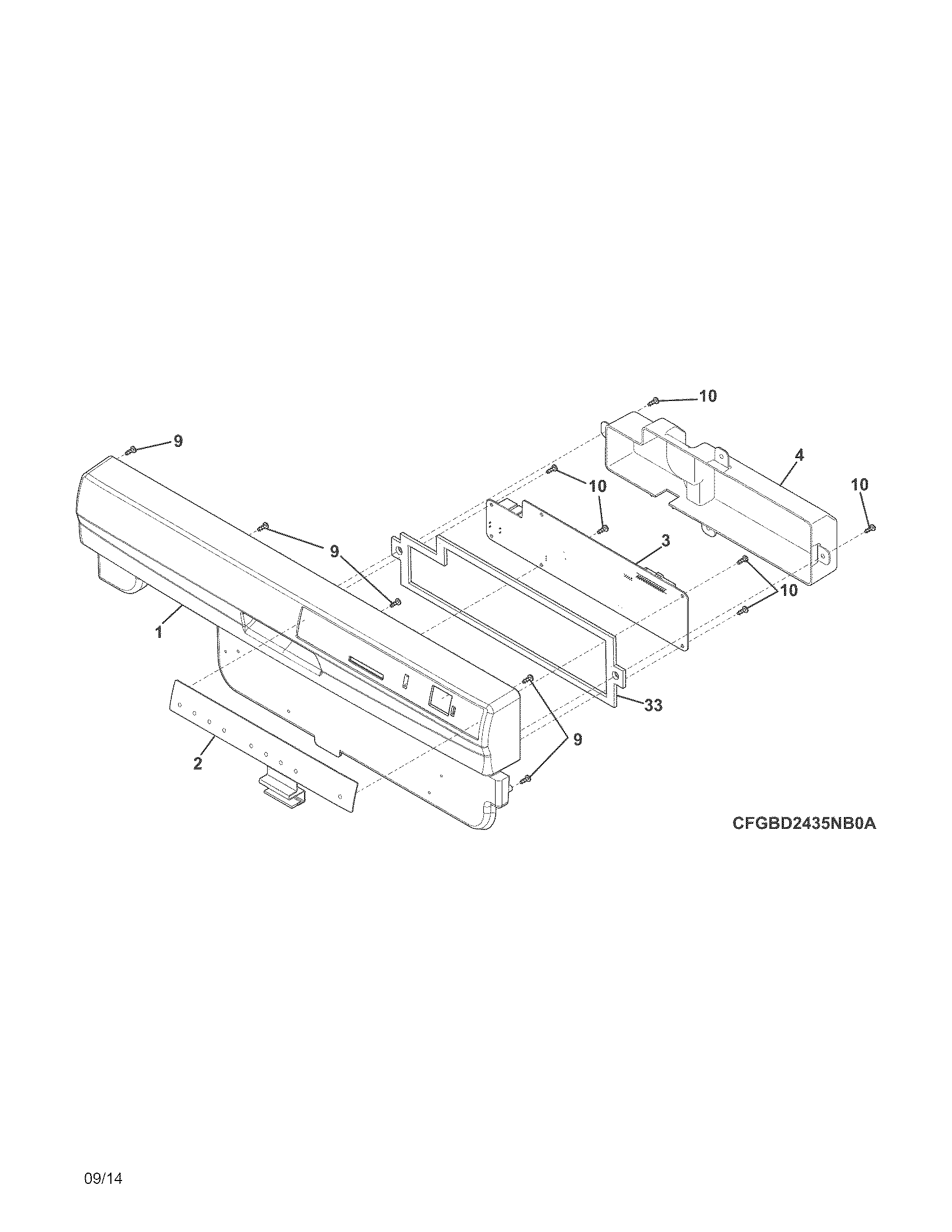 Frigidaire FGBD2434PW2A control panel diagram