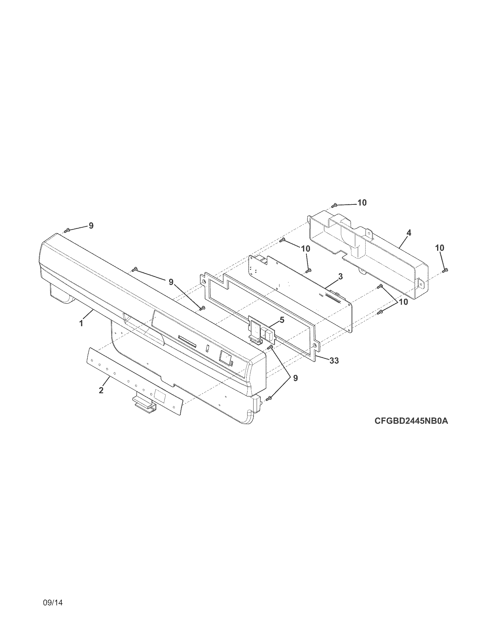 Frigidaire FGBD2445NQ5A control panel diagram