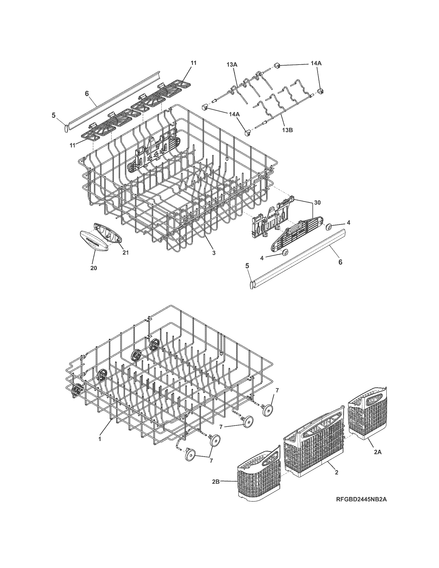 Frigidaire FGBD2445NQ5A racks diagram