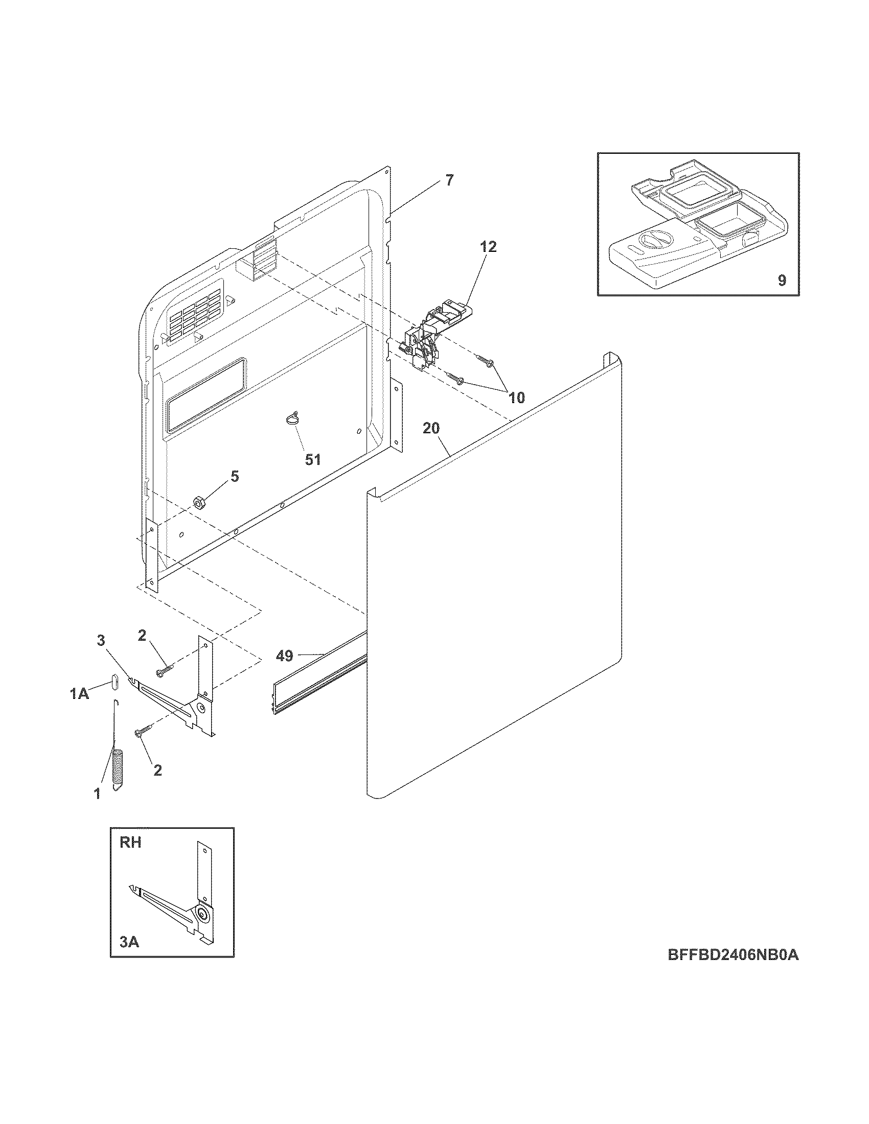 White-Westinghouse WWBD2400HW6B door diagram