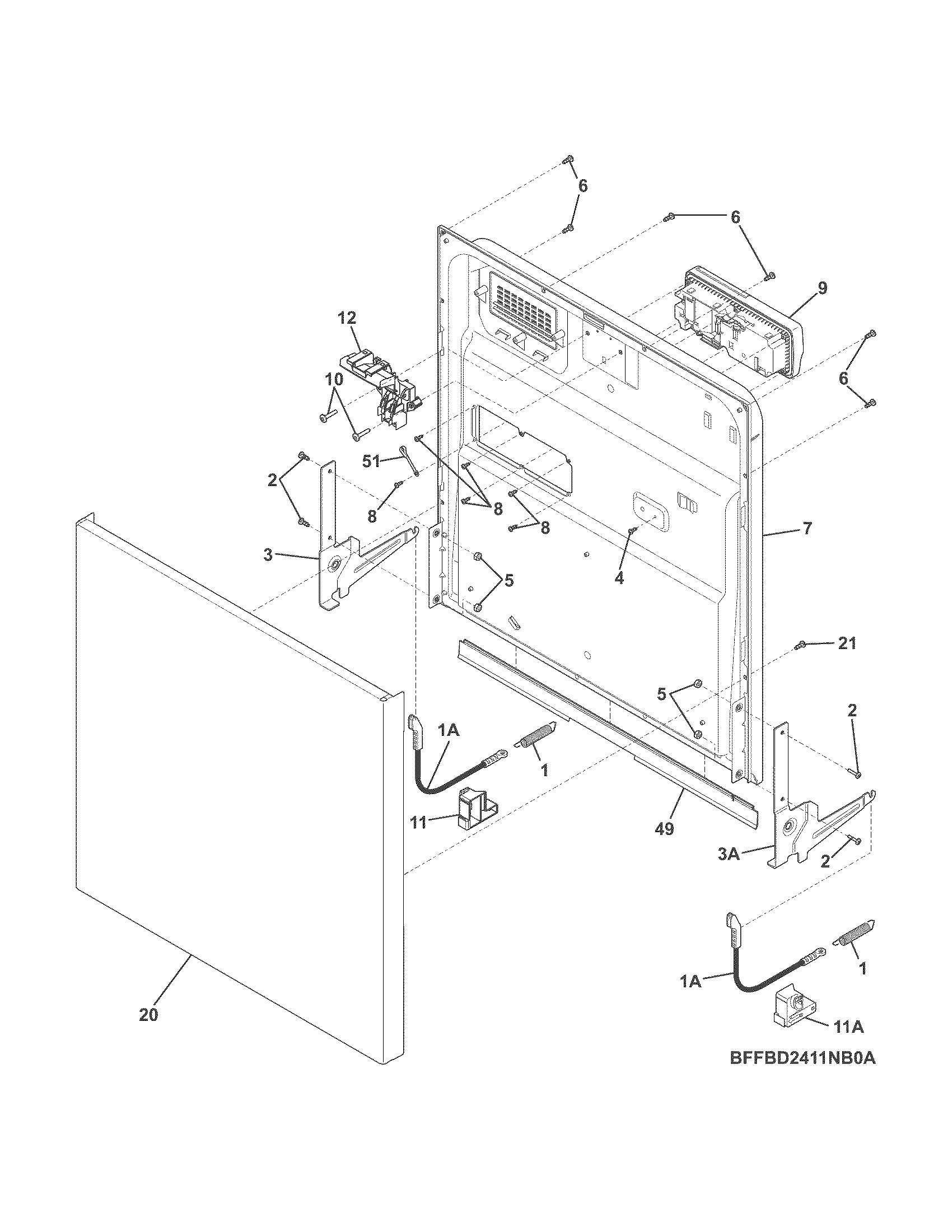 Crosley CDB500NS2A door diagram