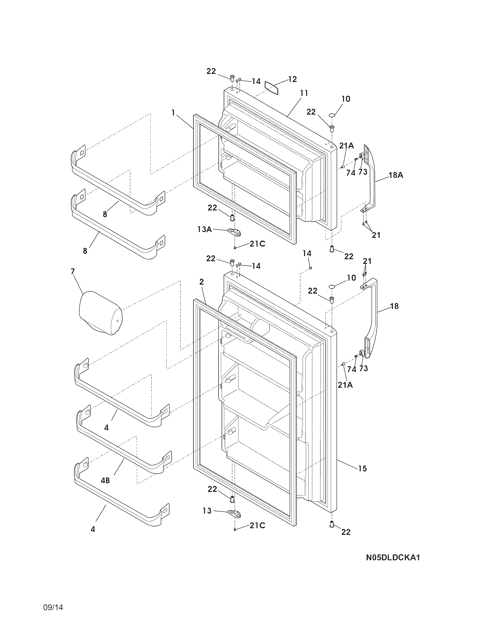 Frigidaire LFTR1814LWL doors diagram