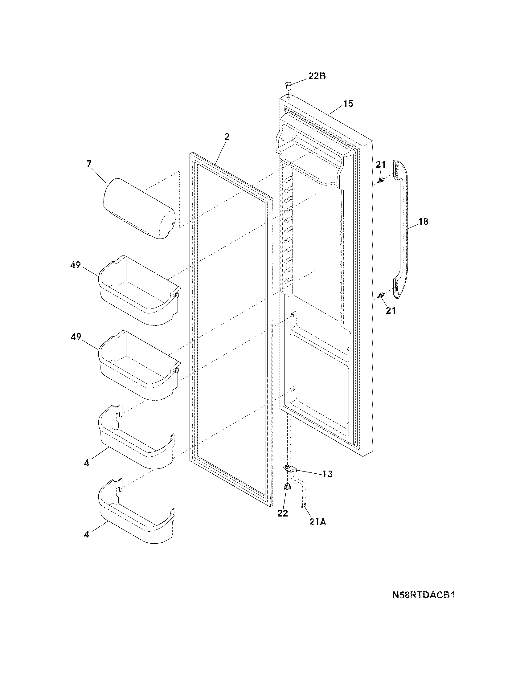 Frigidaire FFHS2611LBLA refrigerator door diagram