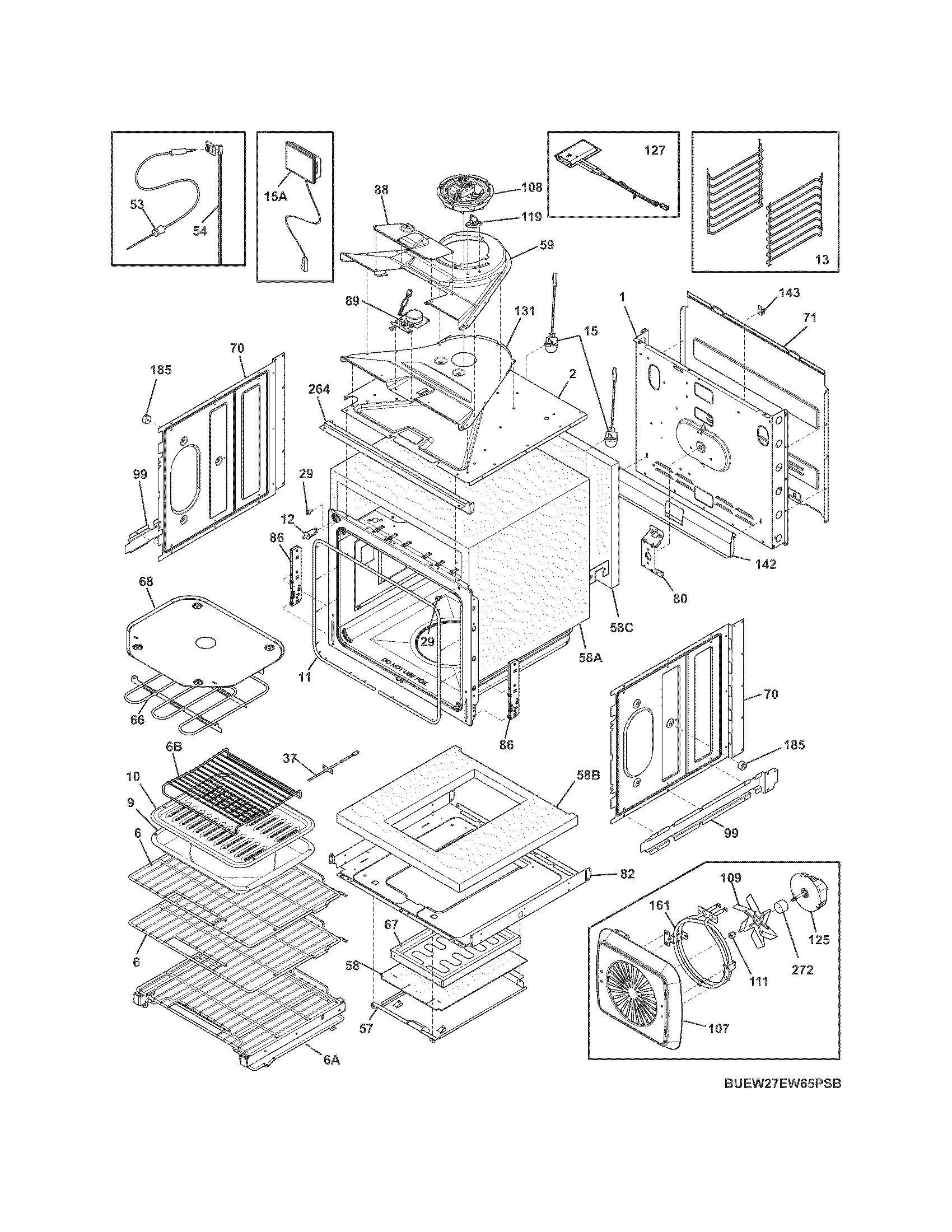 Electrolux EW27EW65PSB upper oven diagram