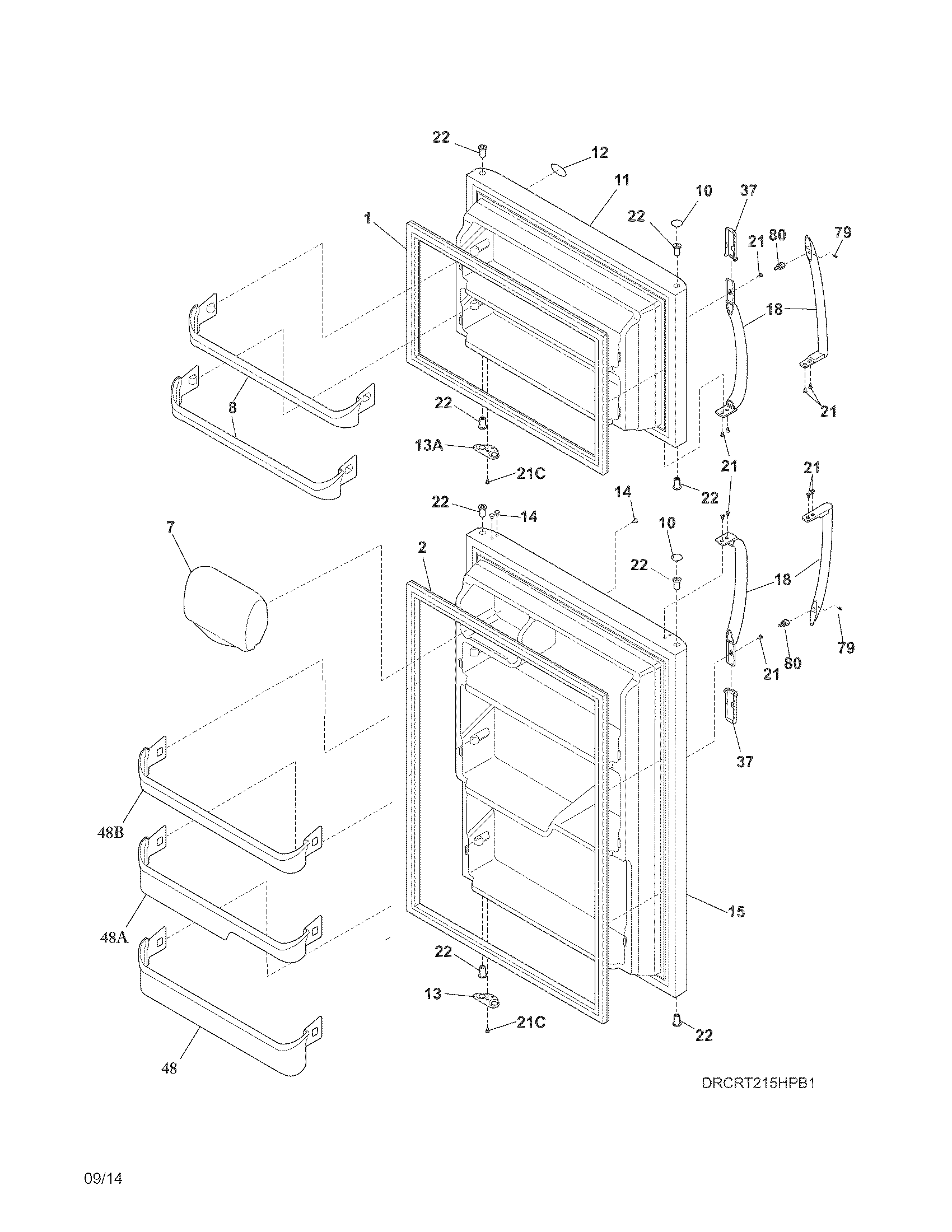 Crosley CRT215HPW2 doors diagram