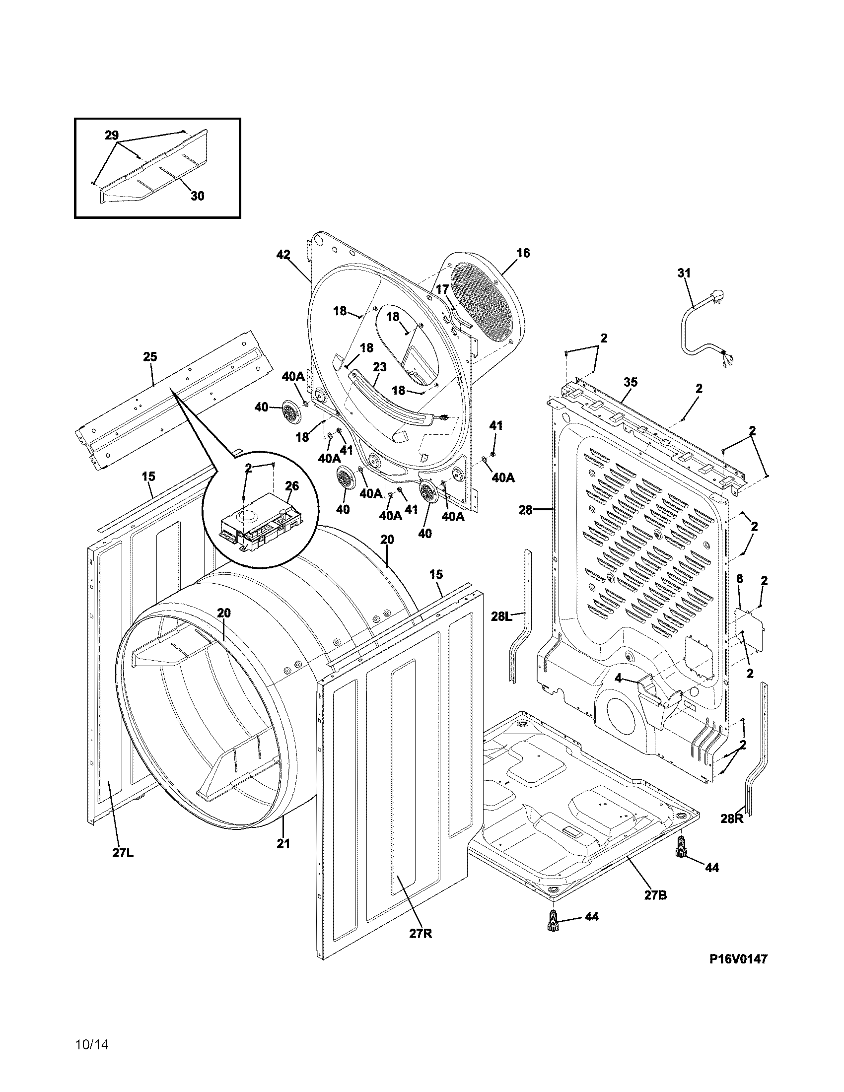 Crosley CDG7700LW1 cabinet/drum diagram