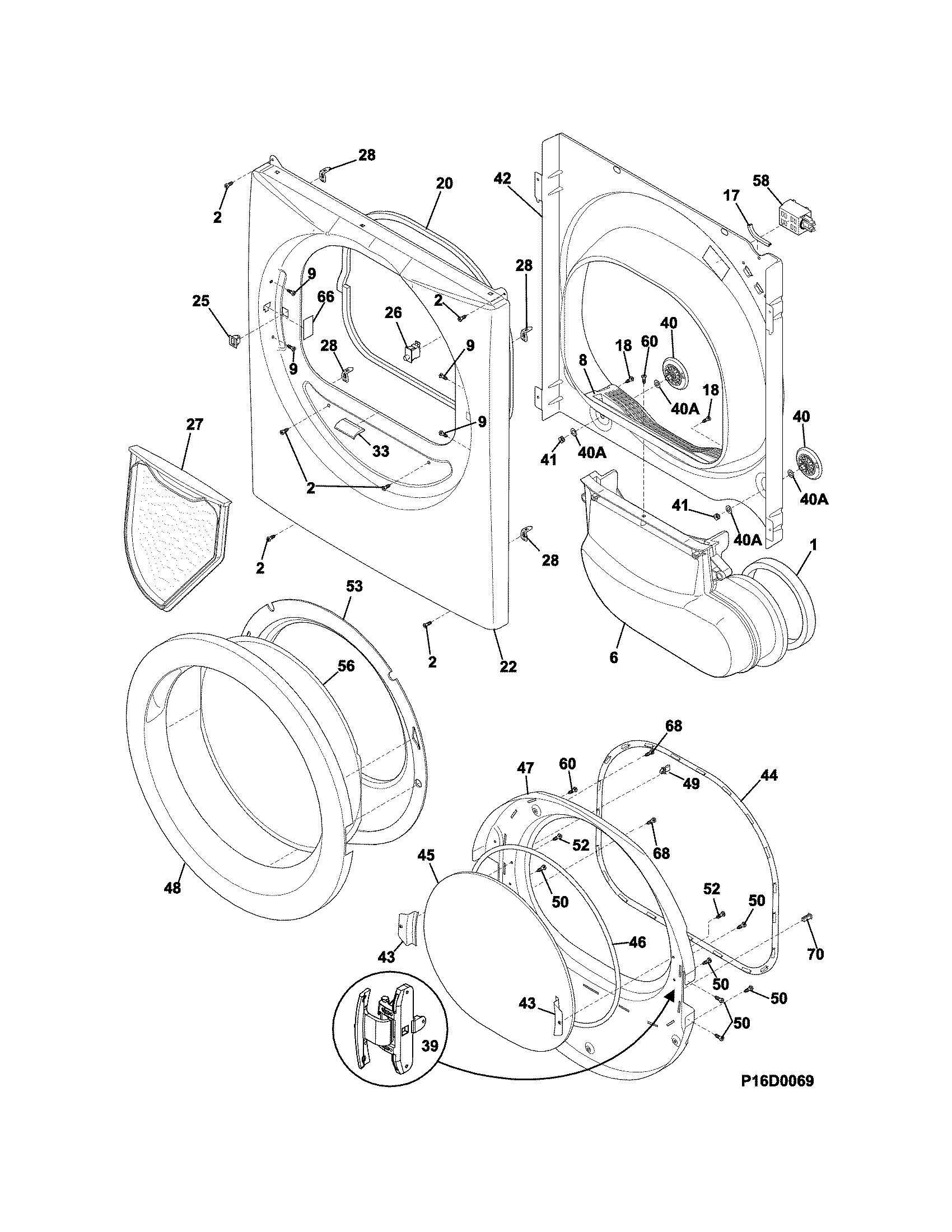 Crosley CDG7700LW1 front panel/lint filter diagram