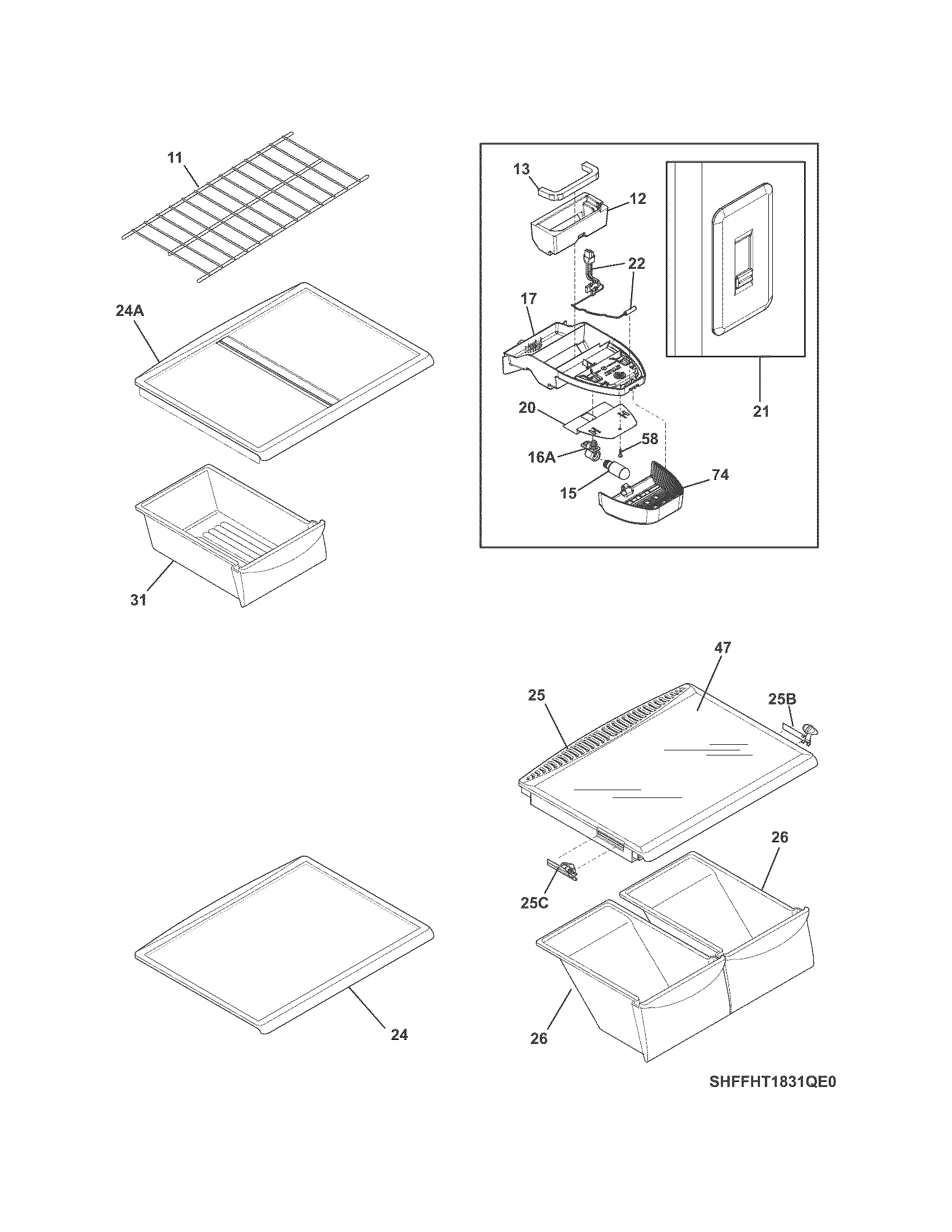 Frigidaire FFHT1831QP0 shelves diagram