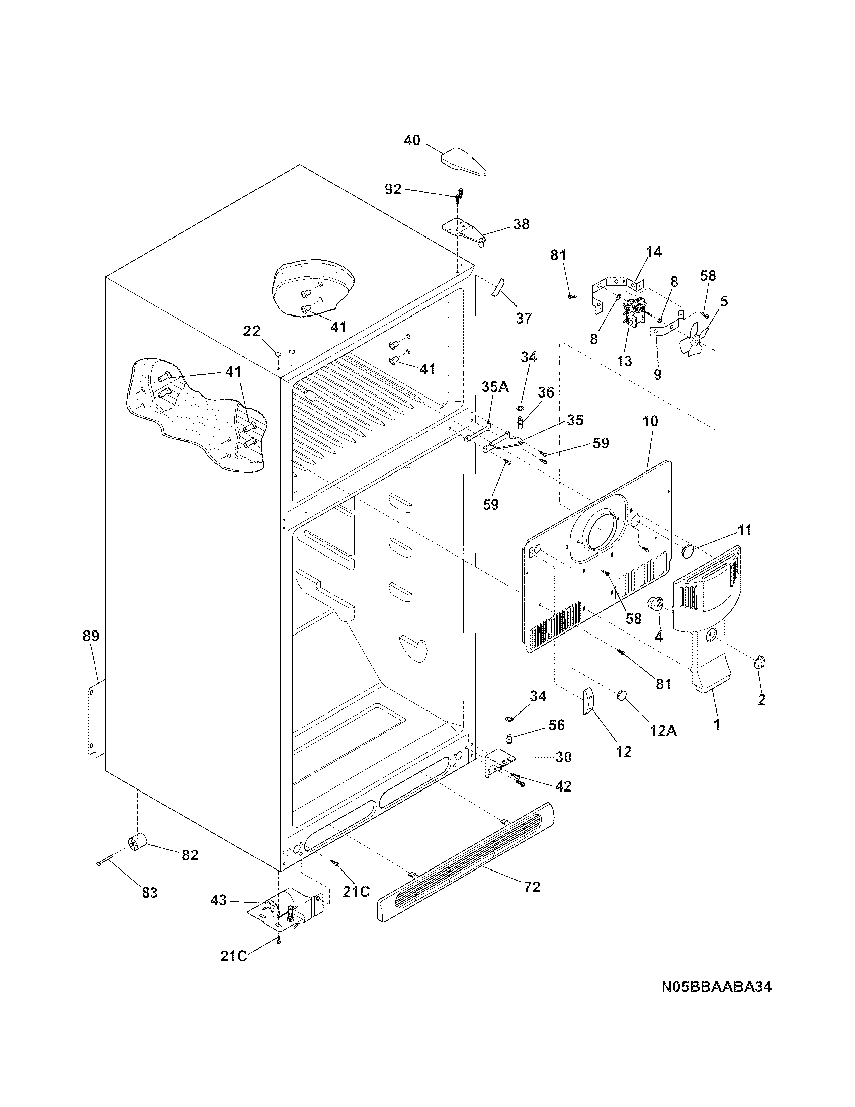 Kenmore 2536880201F cabinet diagram