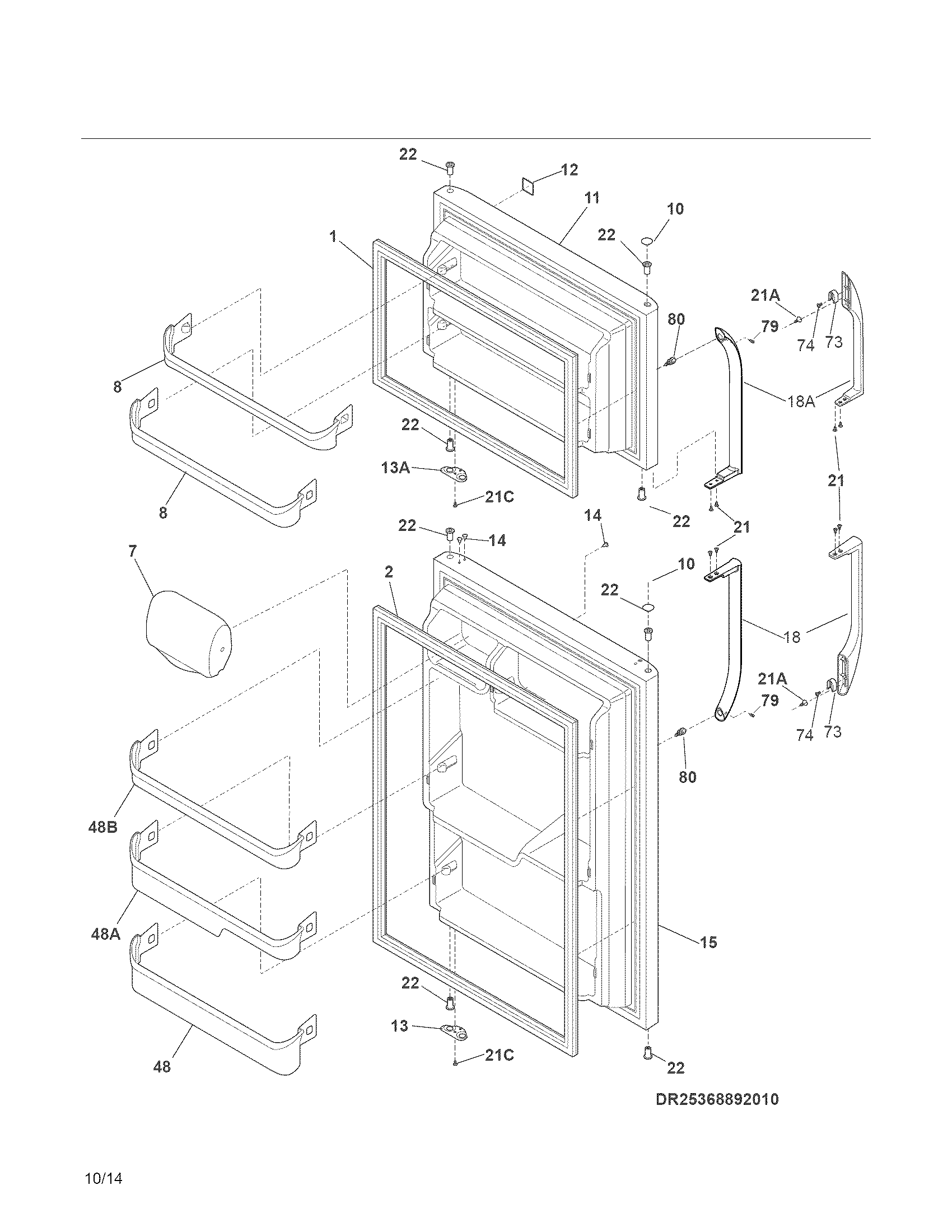 Kenmore 25360603410 doors diagram