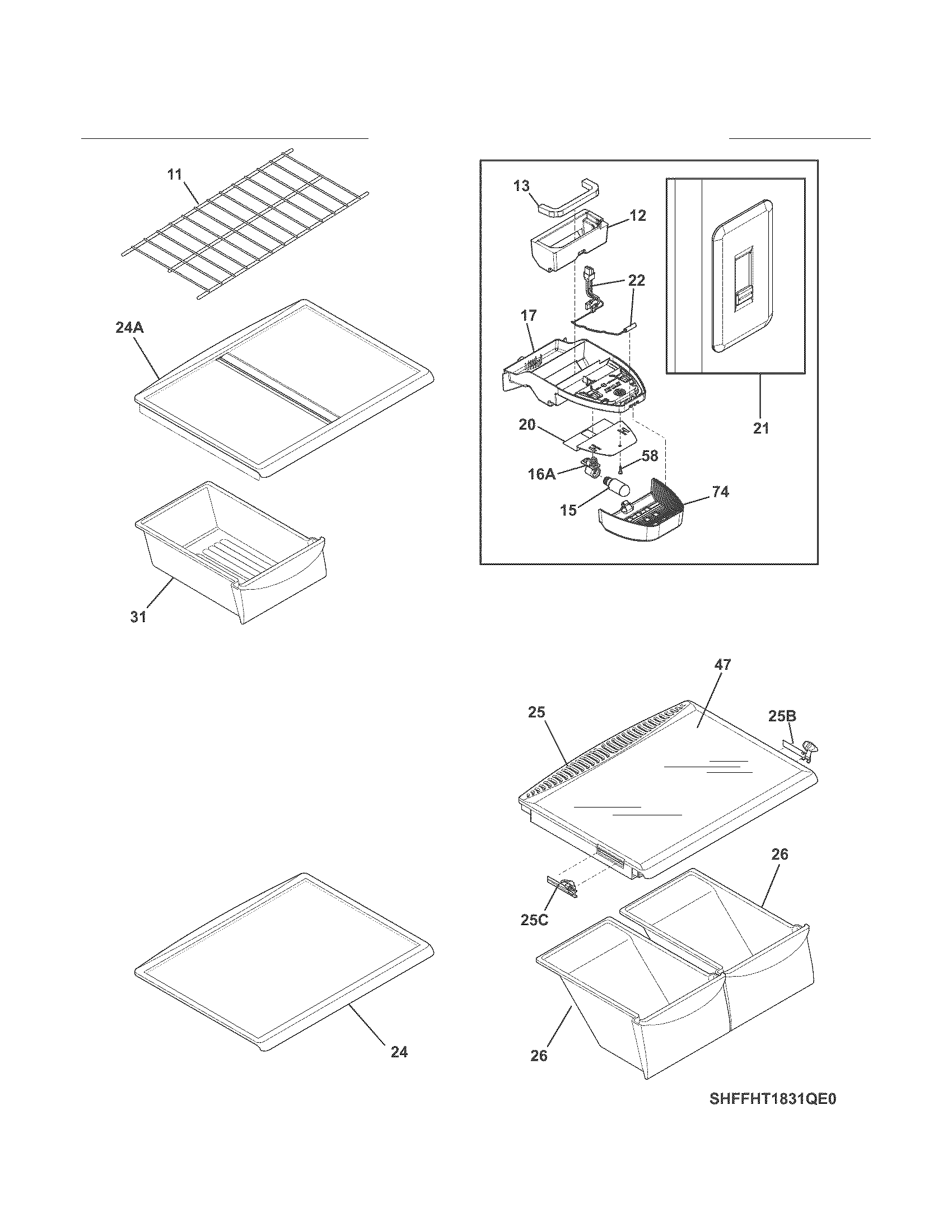 Kenmore 25360603410 shelves diagram