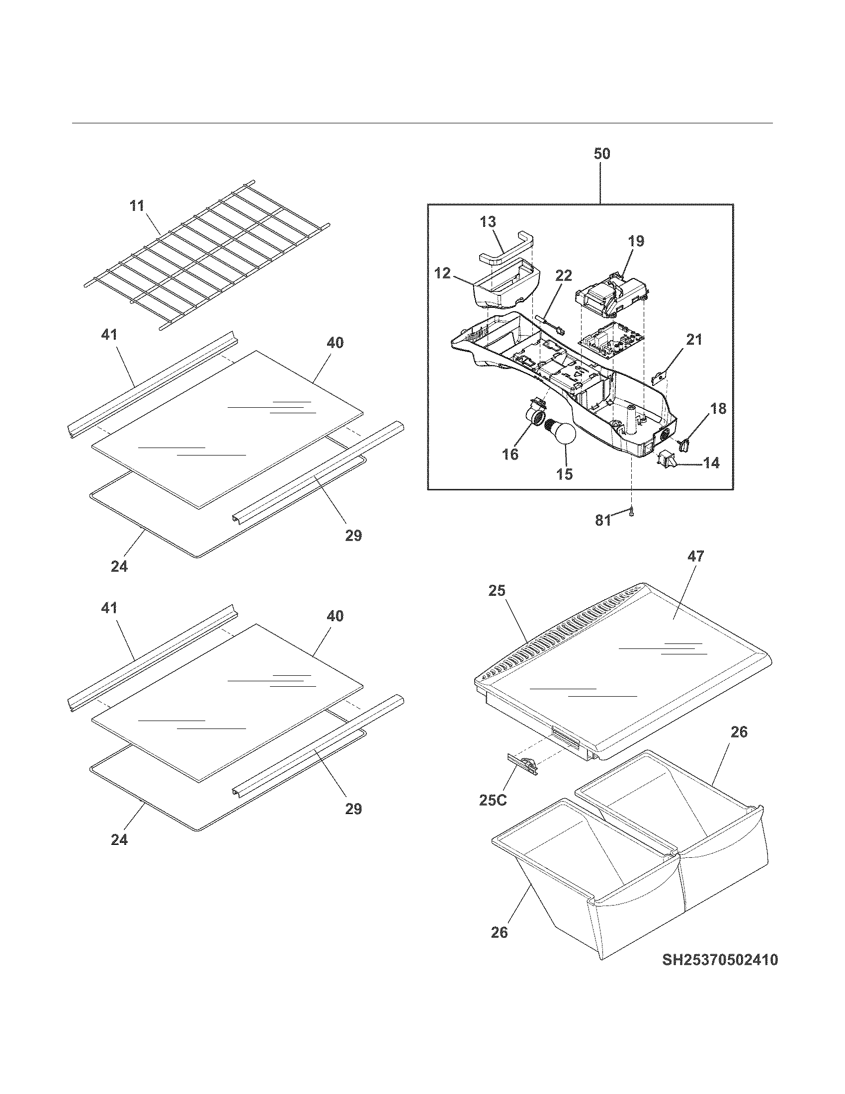 Kenmore 25360504410 shelves diagram