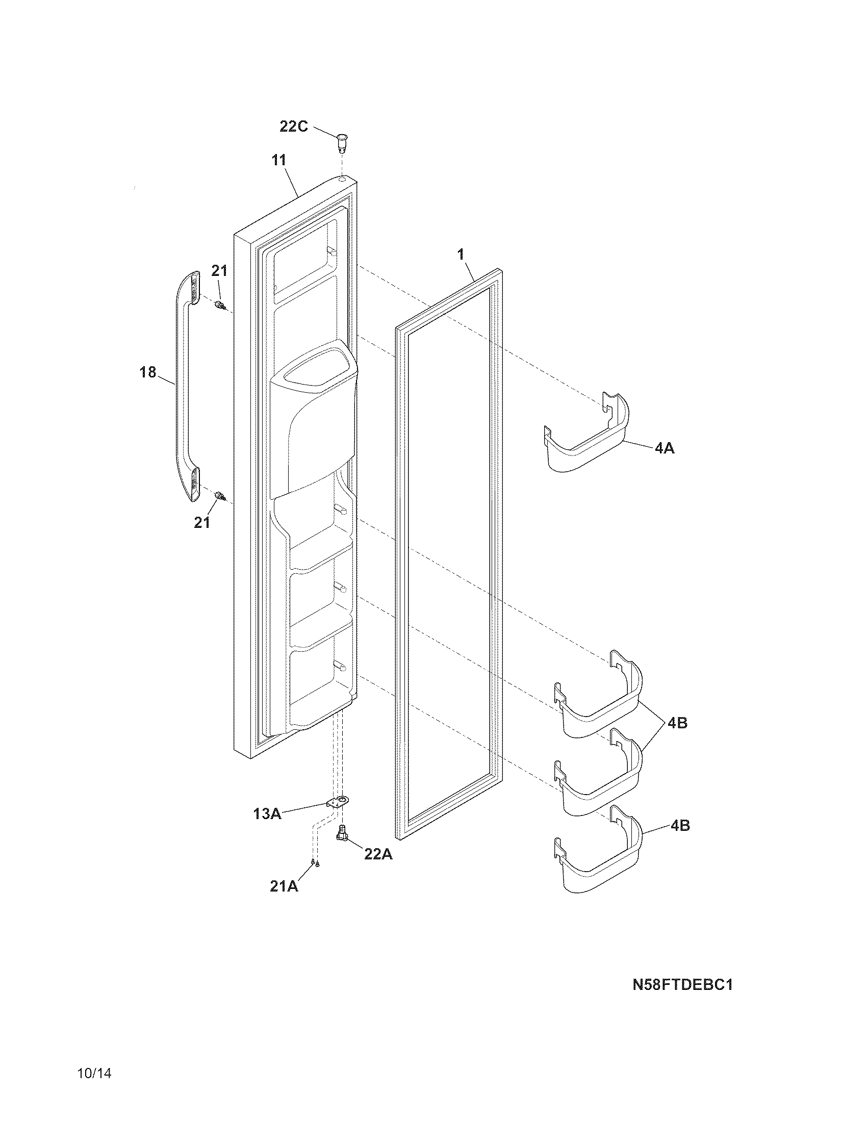 Frigidaire FFHS2611LB8 freezer door diagram