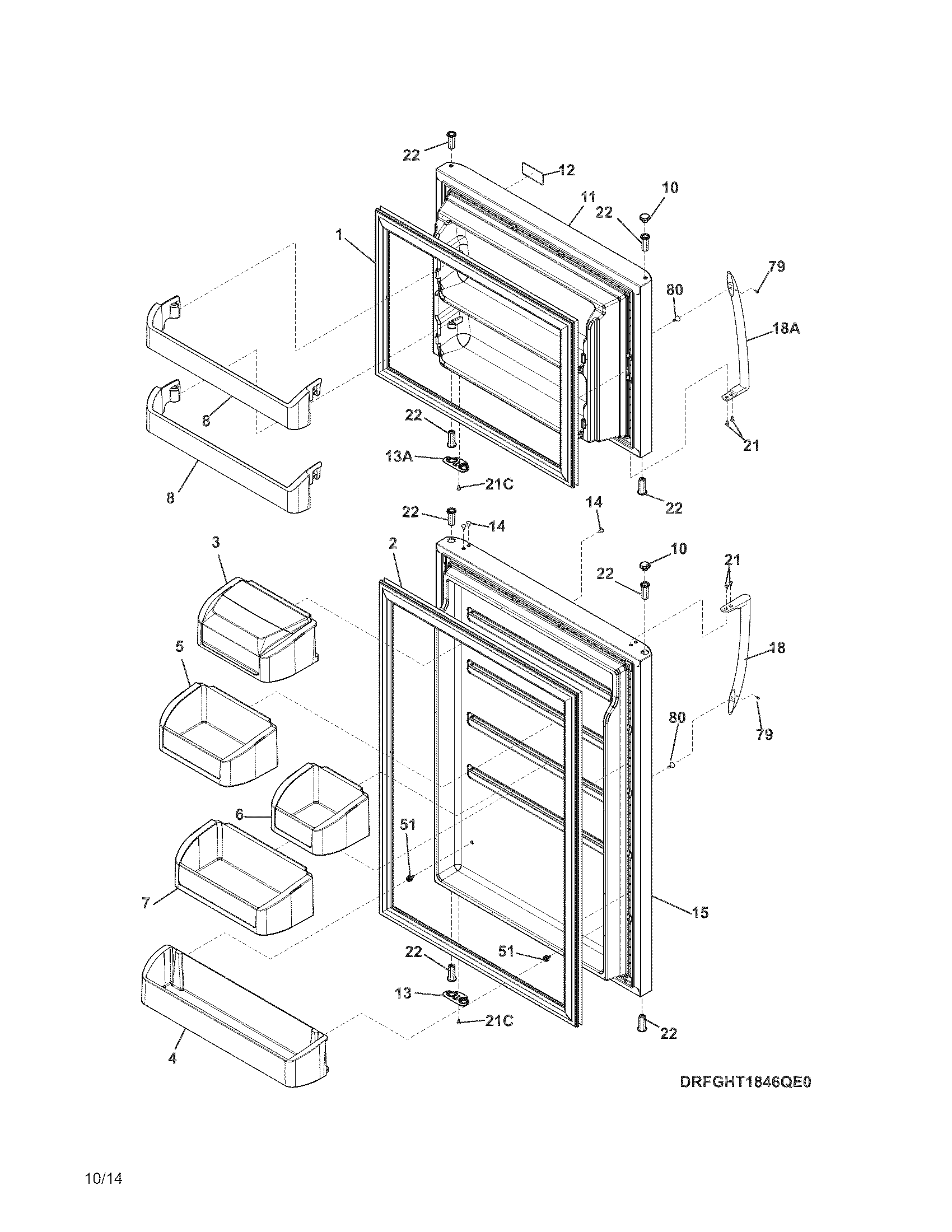Frigidaire FGHT1846QP0 doors diagram