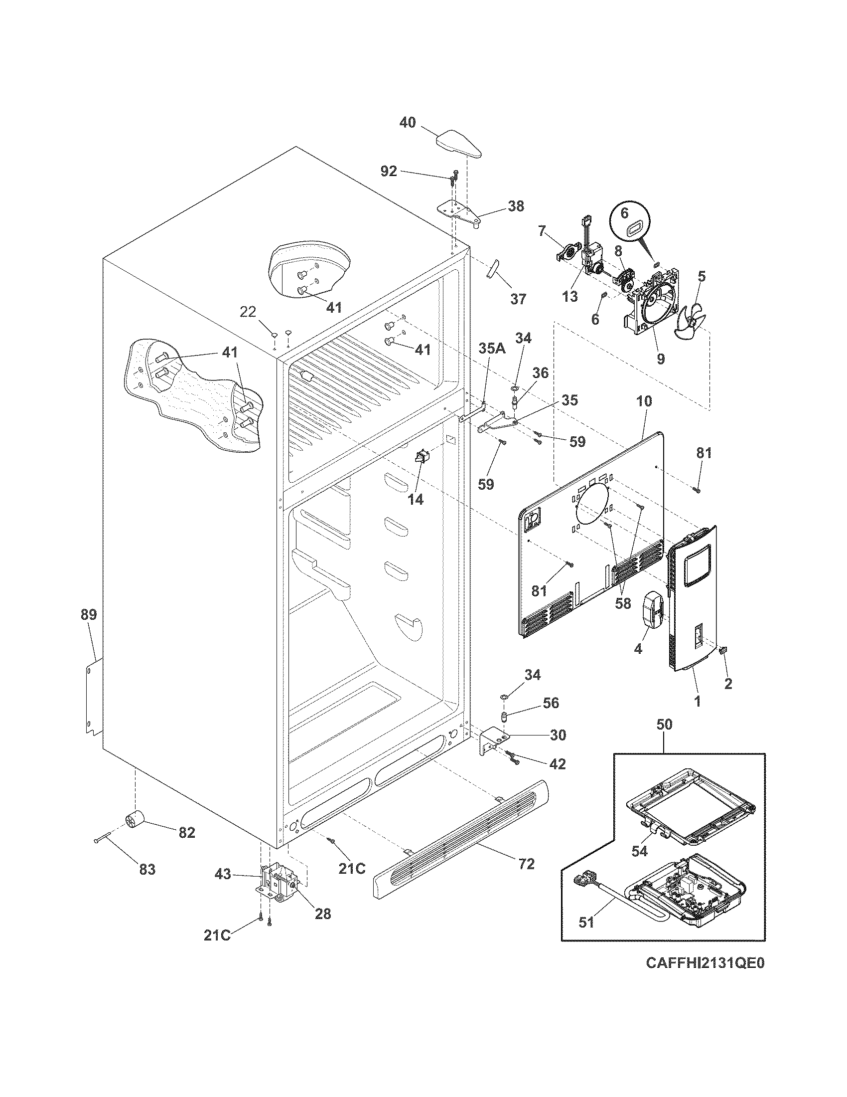 Frigidaire FFHI2131QP0 cabinet diagram