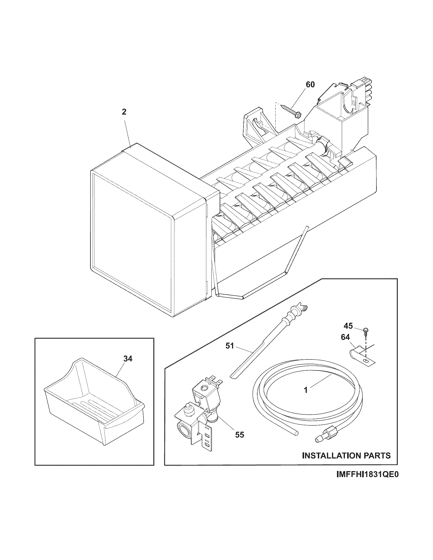 Frigidaire FFHI2131QP0 ice maker diagram