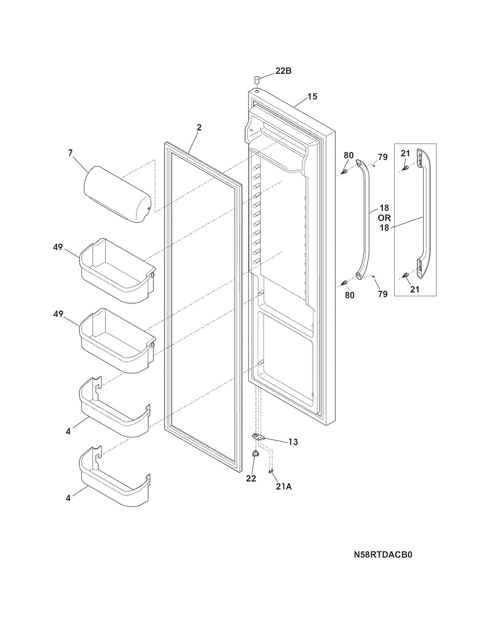 Frigidaire FFHS2322MWEA refrigerator door diagram