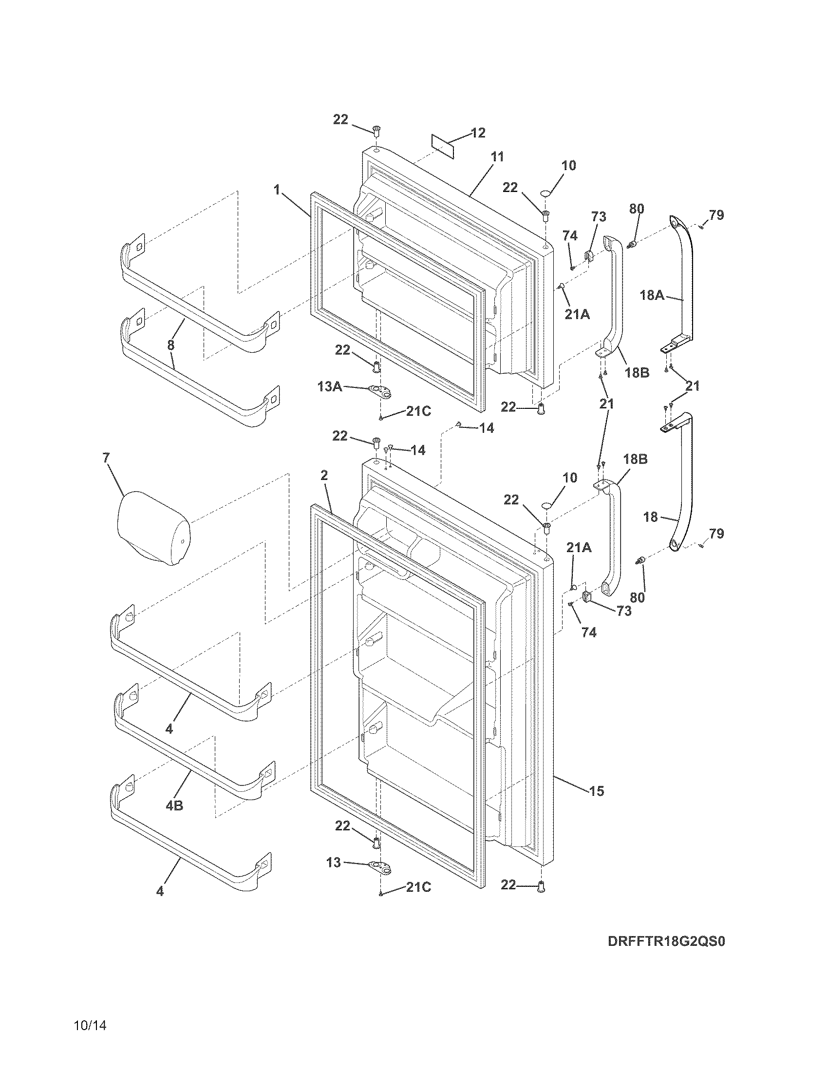 Frigidaire FFTR18G2QW0 doors diagram