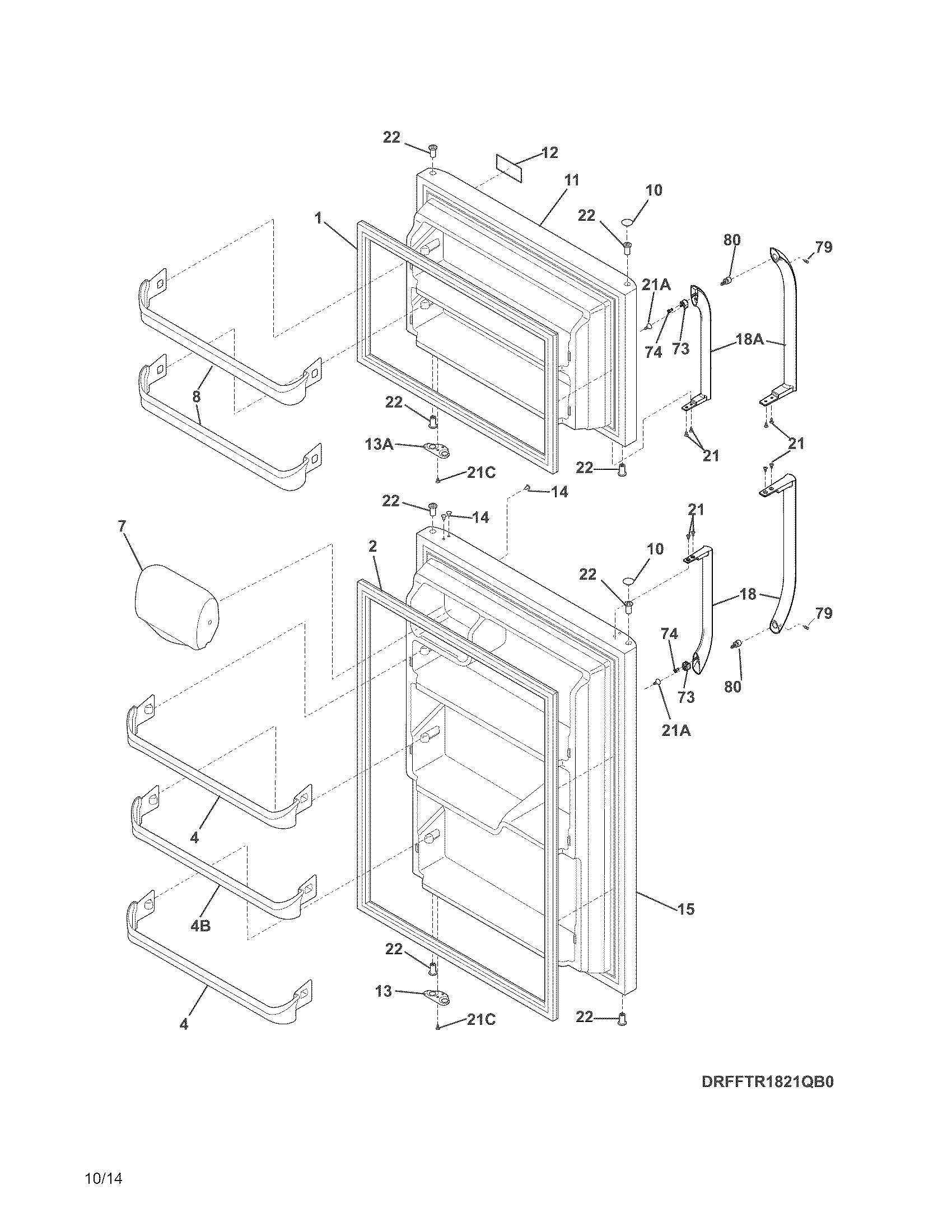 Frigidaire FFTR2021QS1 doors diagram